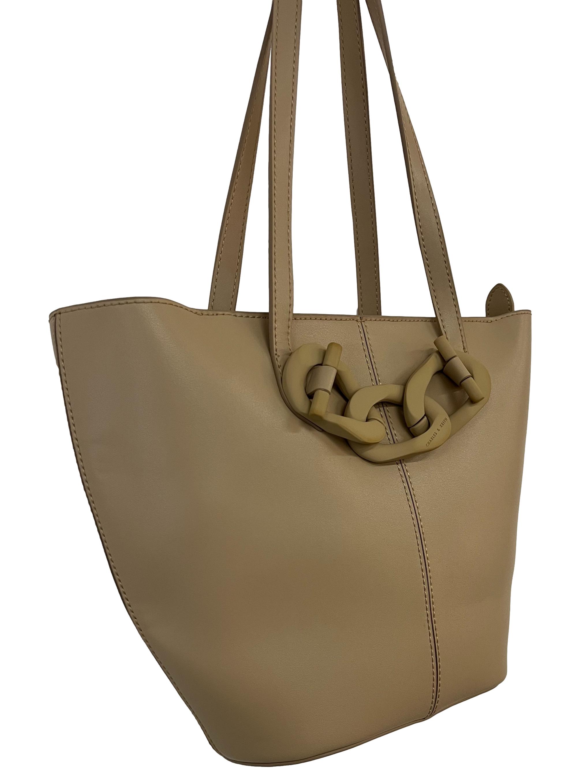 Beige Layla Chain Link Tote Bag