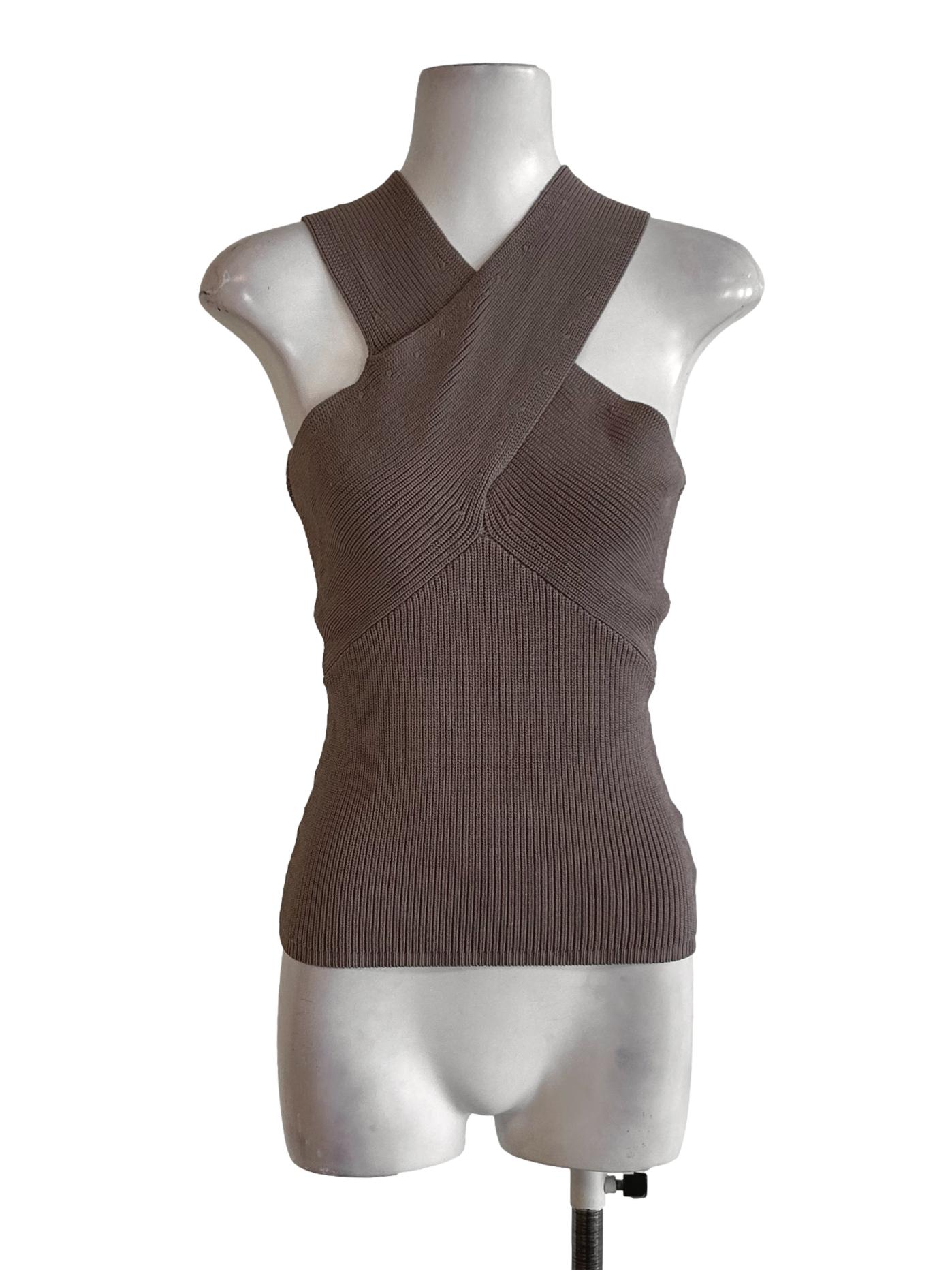 Dusty Brown Rib Knit Top LB