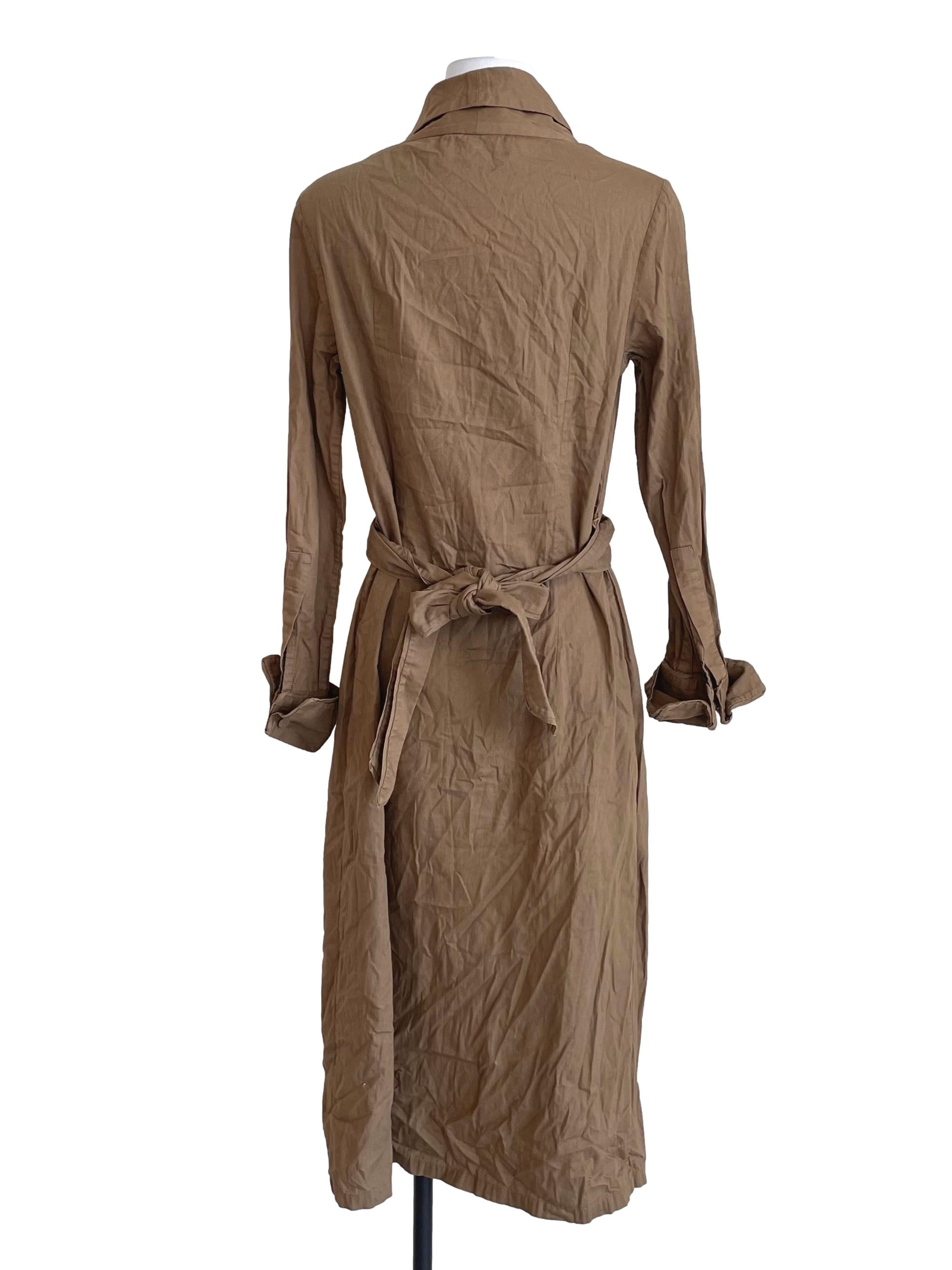 Peanut Brown Button Down Wrap Dress