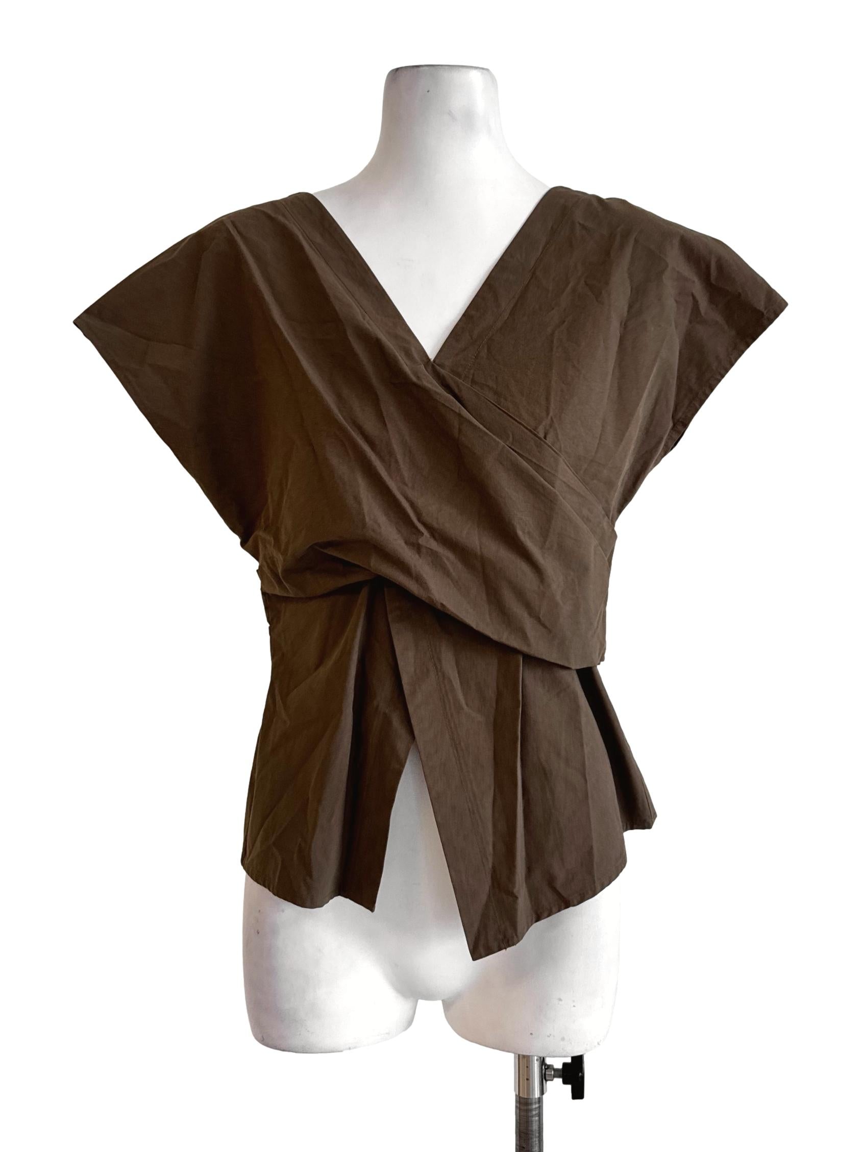 Deep Brown V Neck Top LB