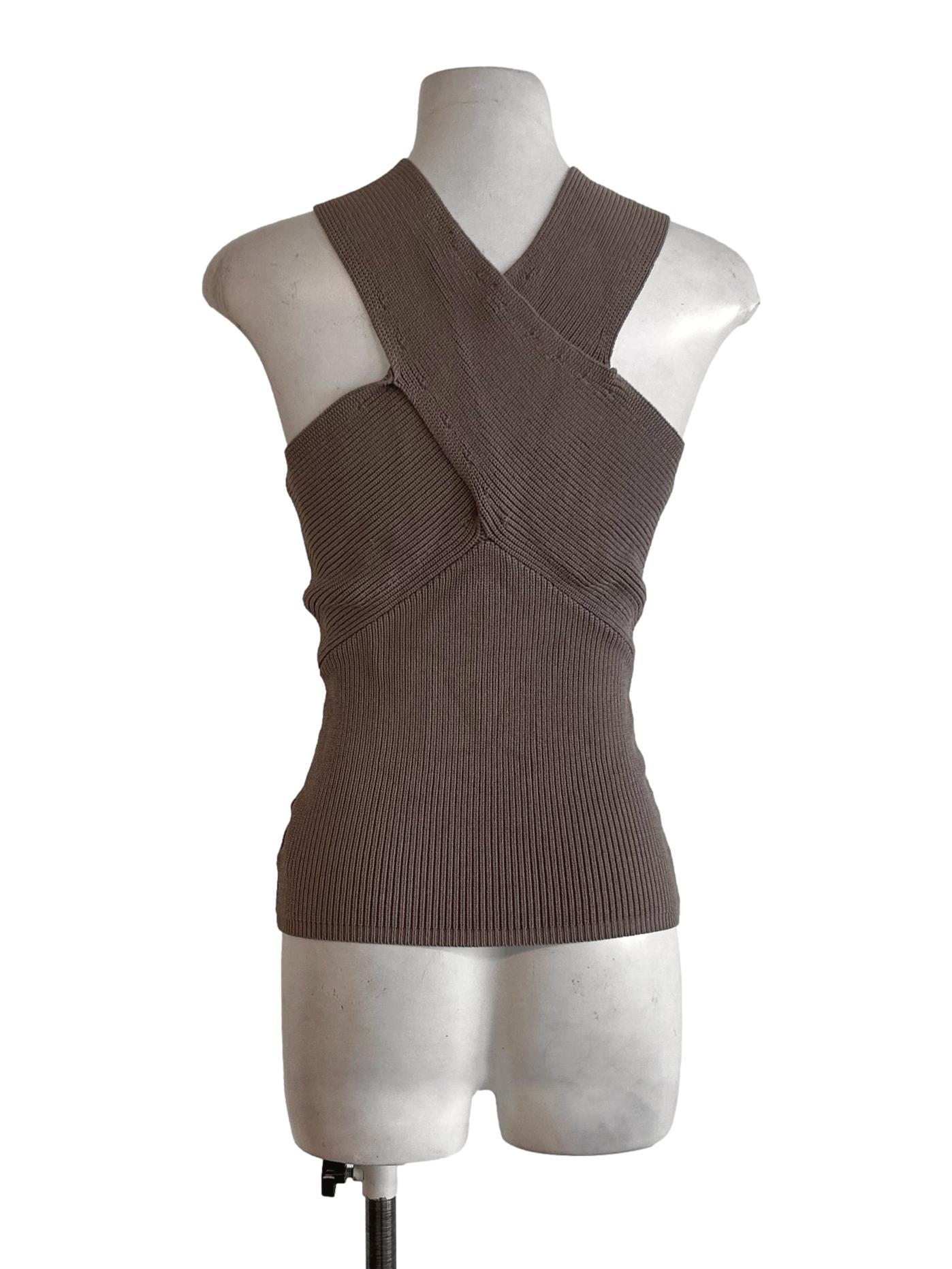 Dusty Brown Rib Knit Top LB