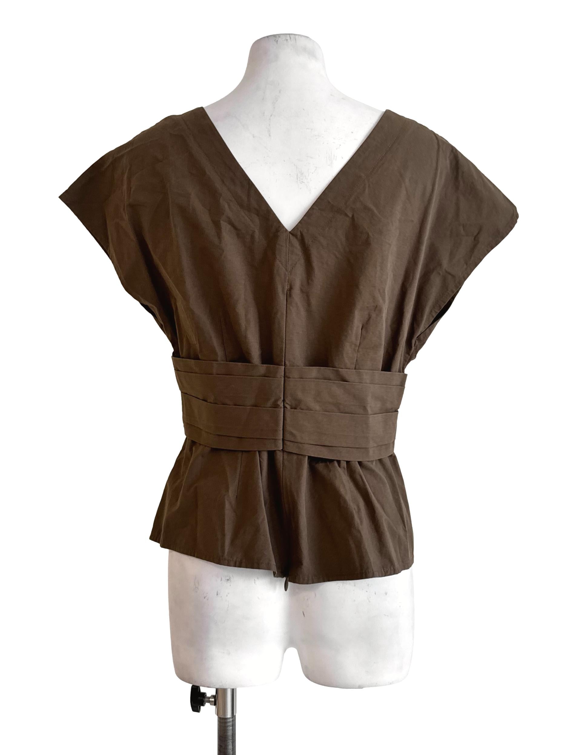 Deep Brown V Neck Top LB