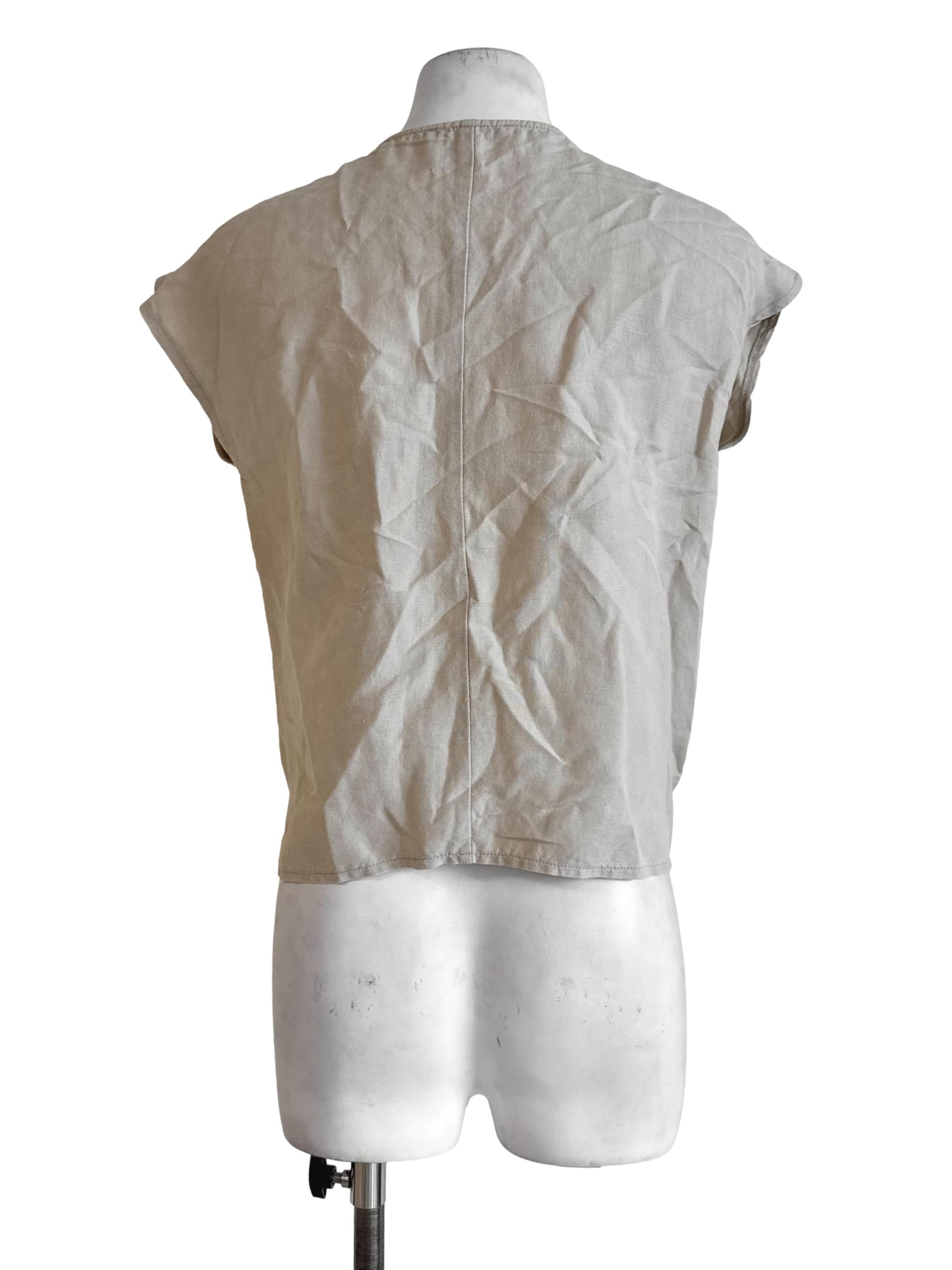 Beige V Neck Top