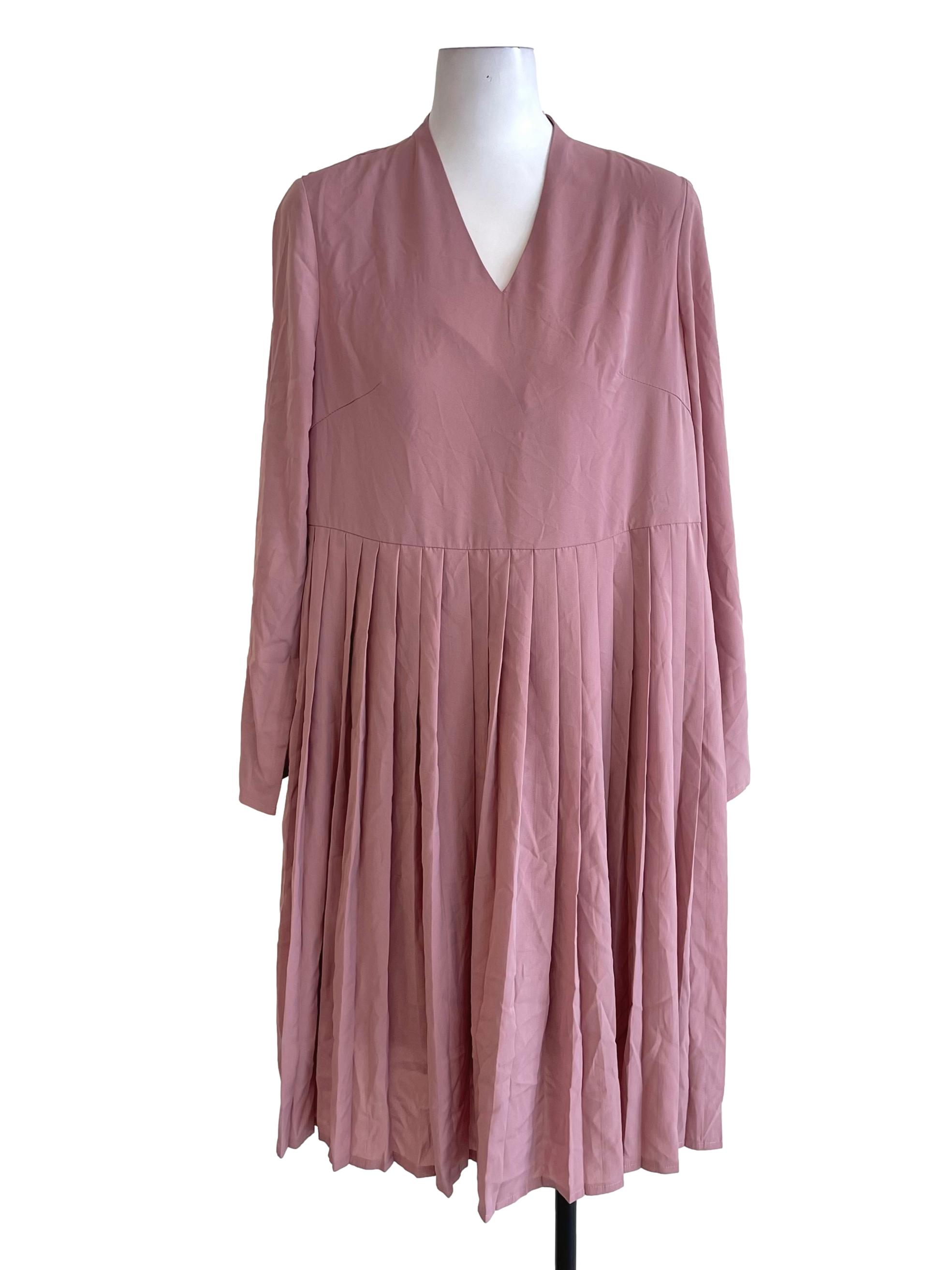 Dusty Pink Pleated Dress