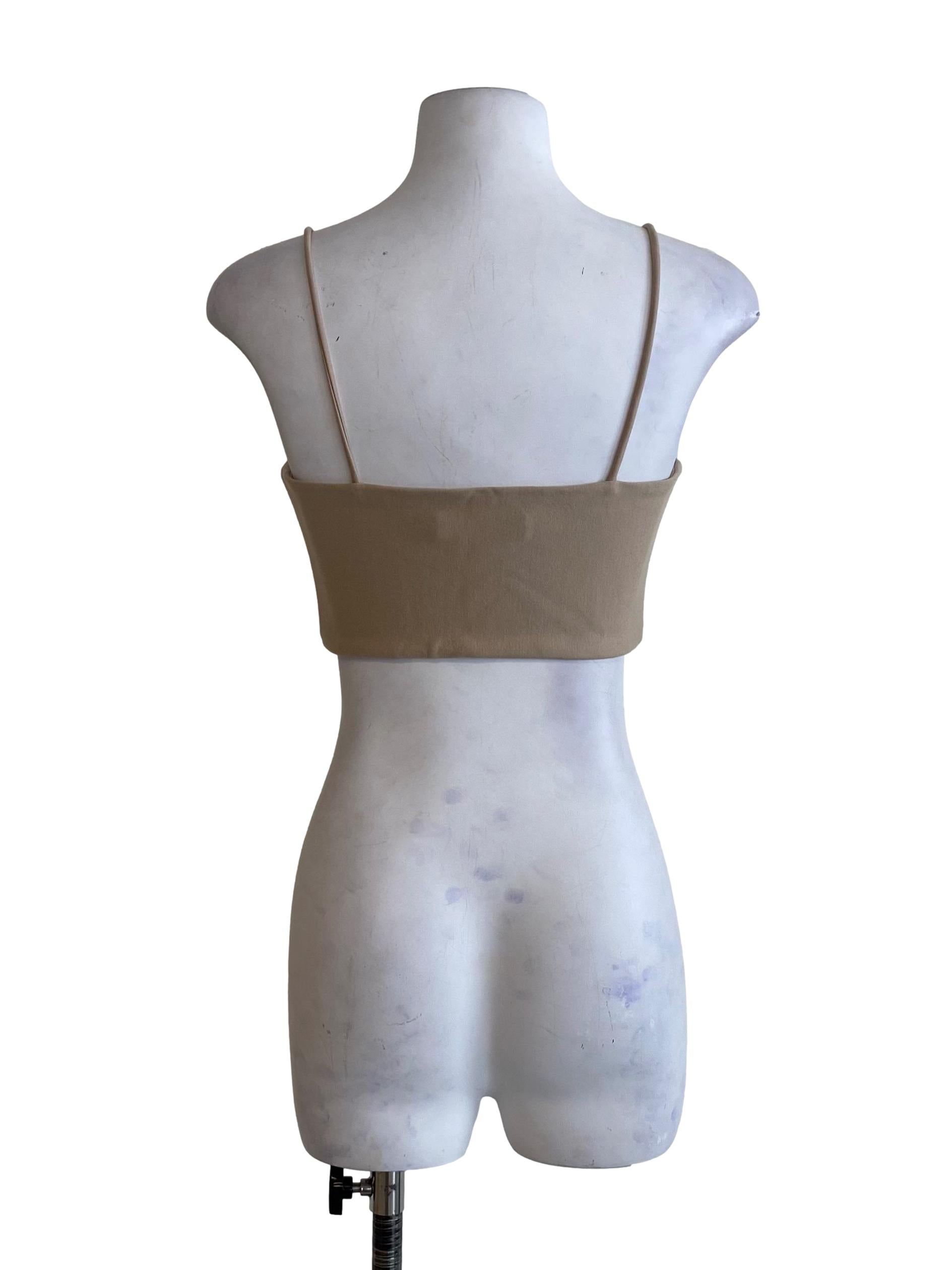 Beige Spaghetti Strap Sleveless Crop Top