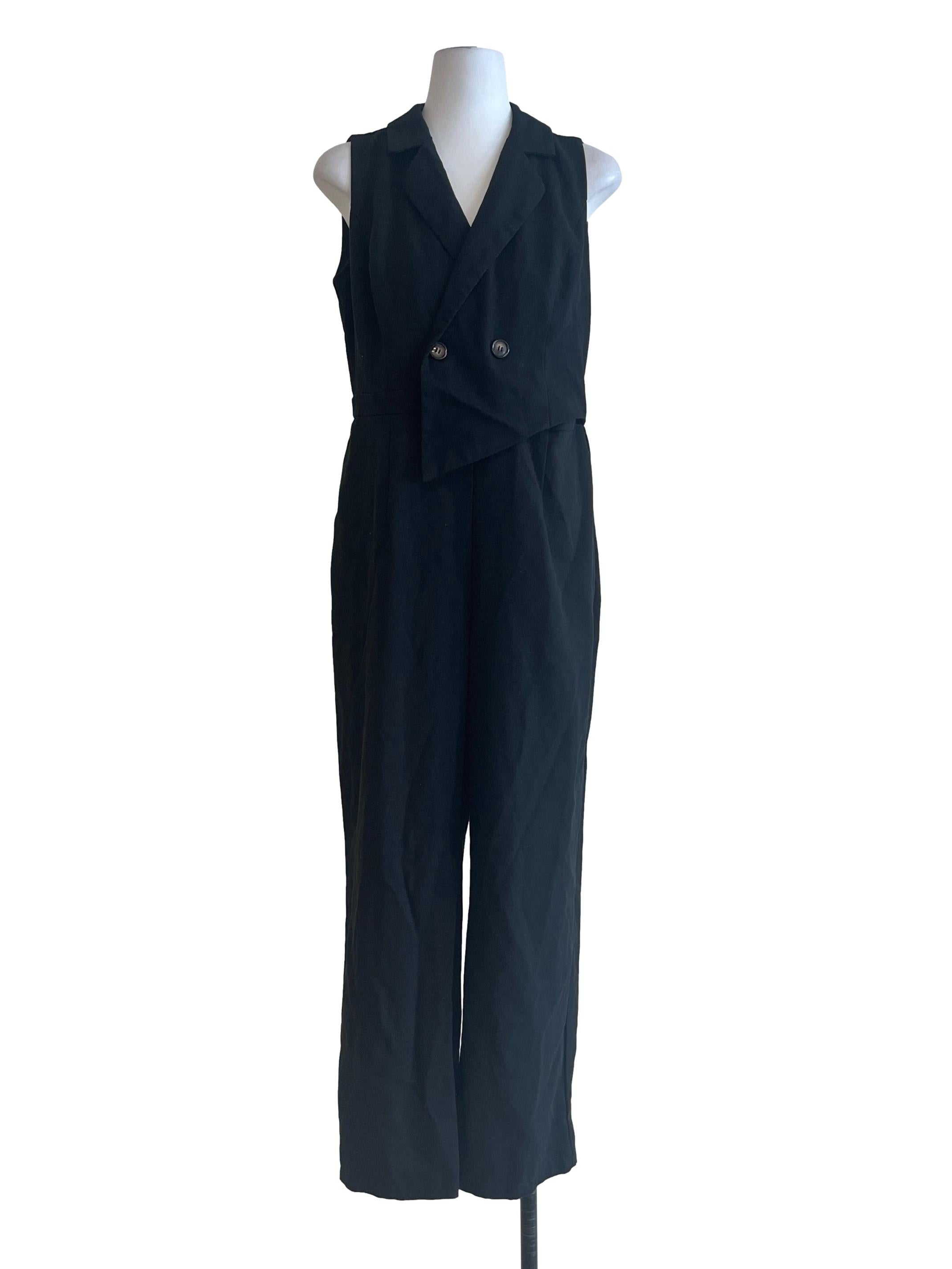Jade Black V-Neck Sleeveless Jumpsuit