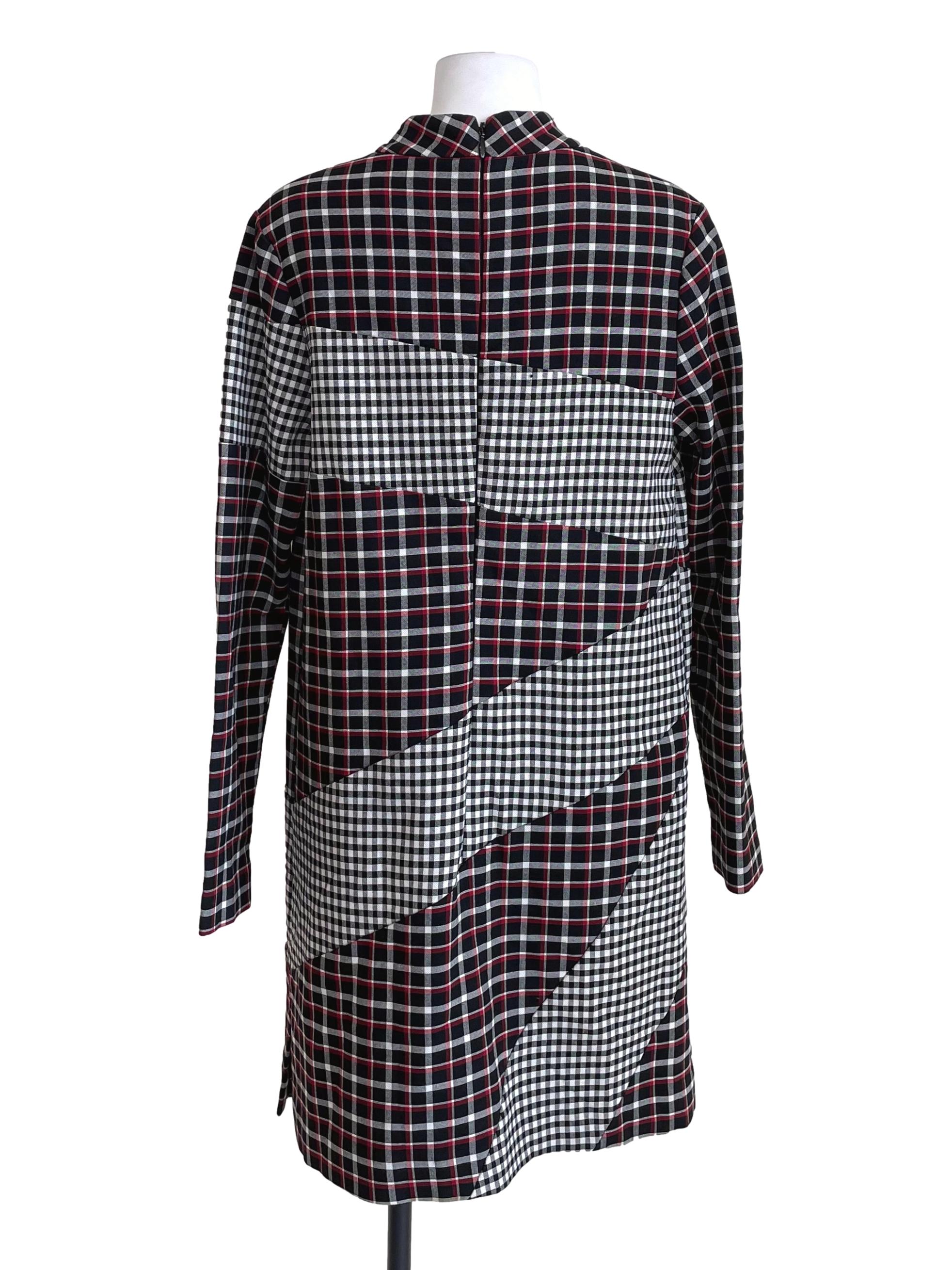 Black Contrast Checks Baggy Dress