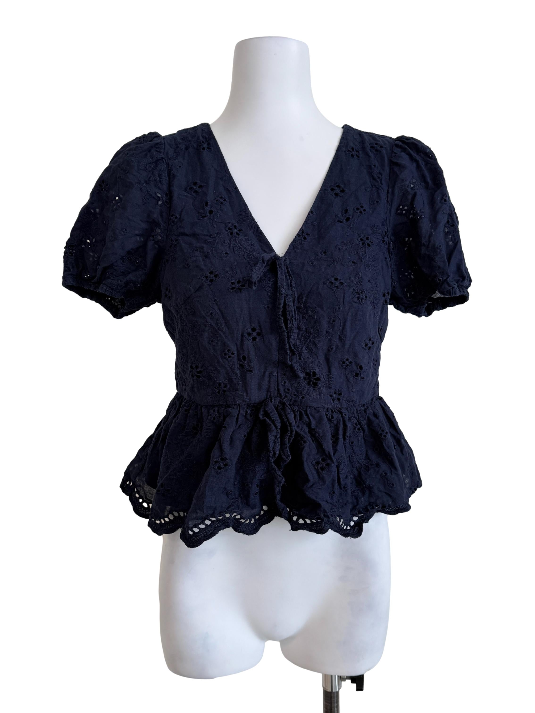 Navy Blue Lace Blouse