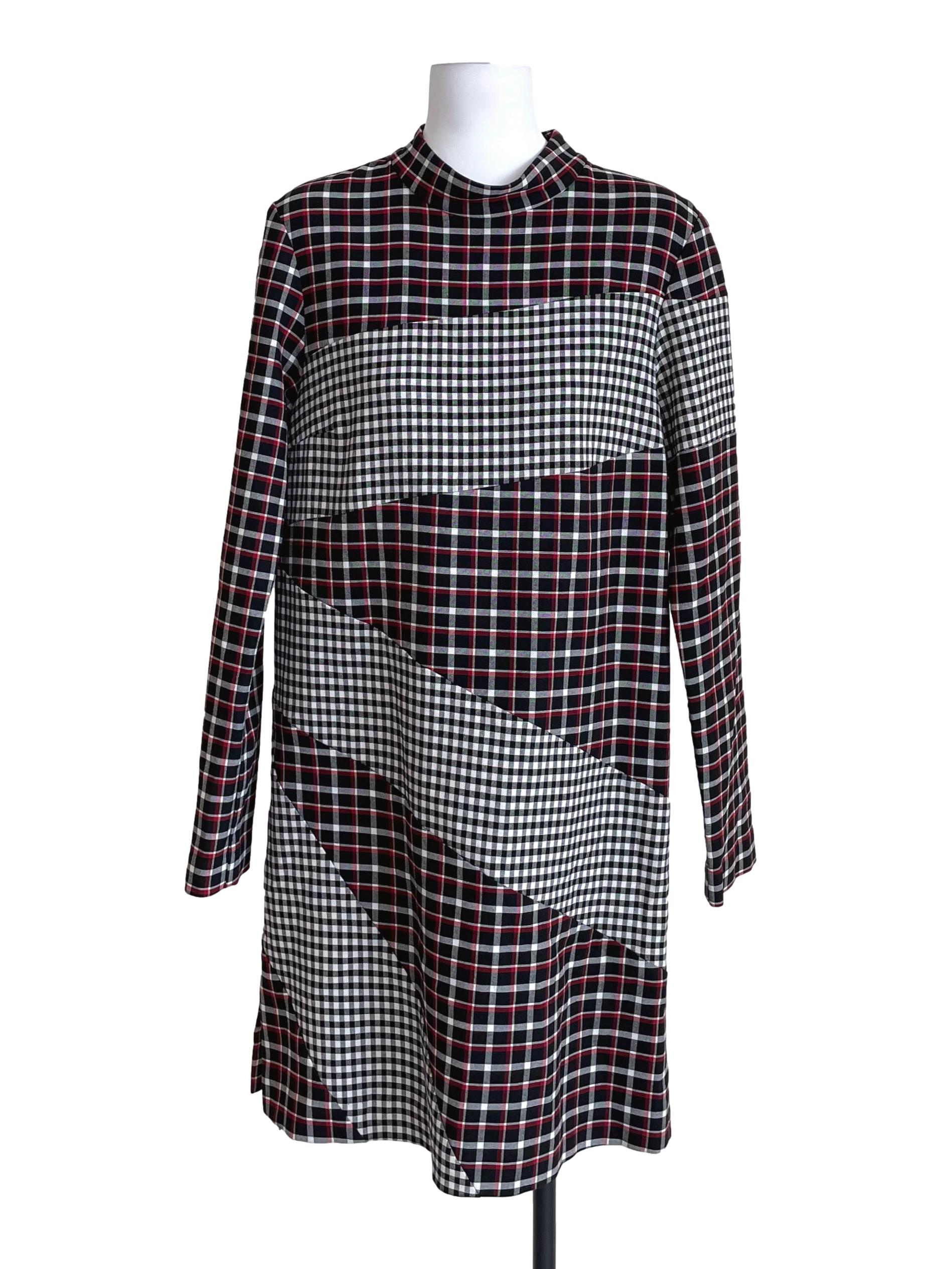 Black Contrast Checks Baggy Dress