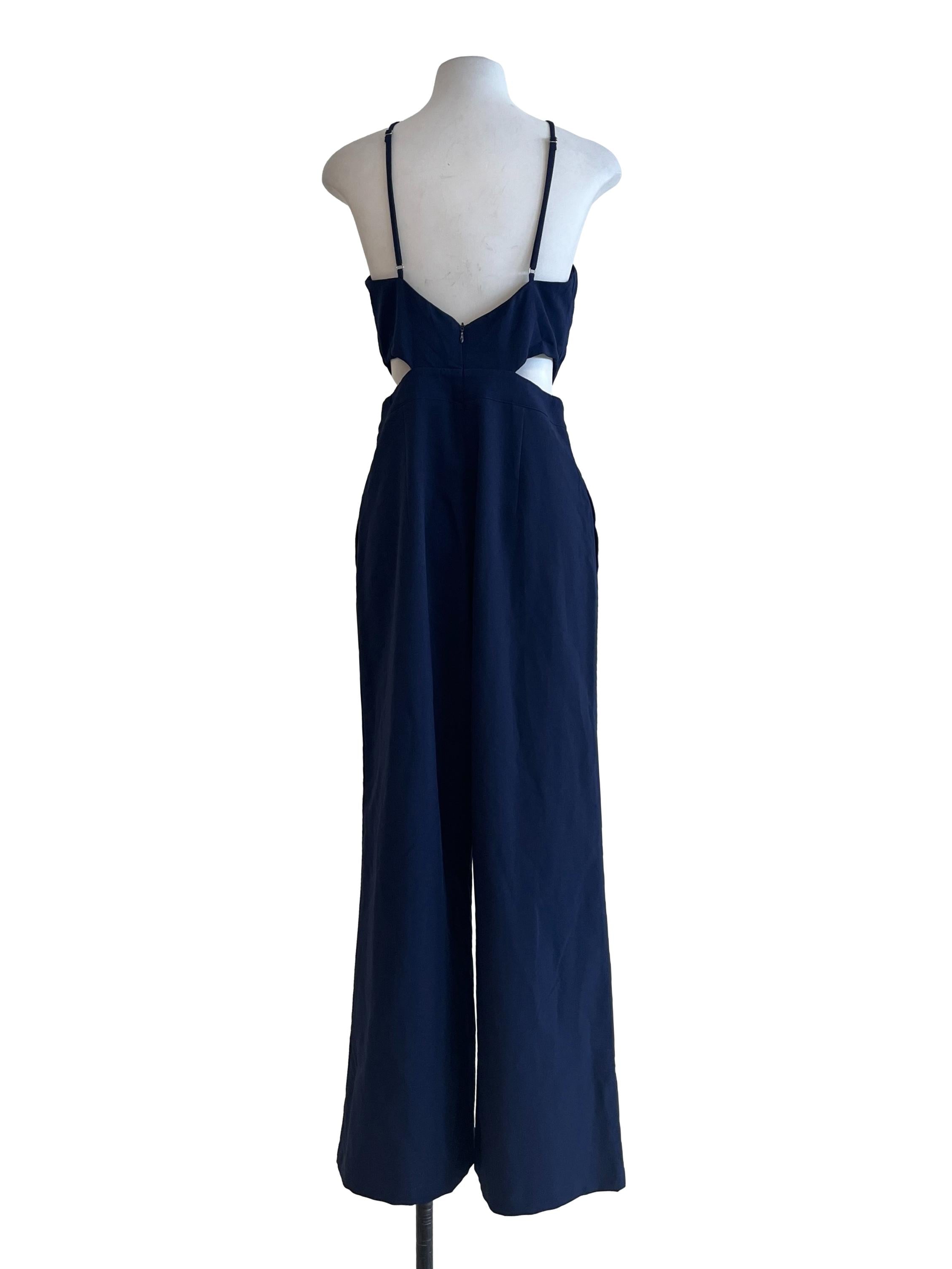 Navy Blue Halter Strap Sleeveless Jumpsuit