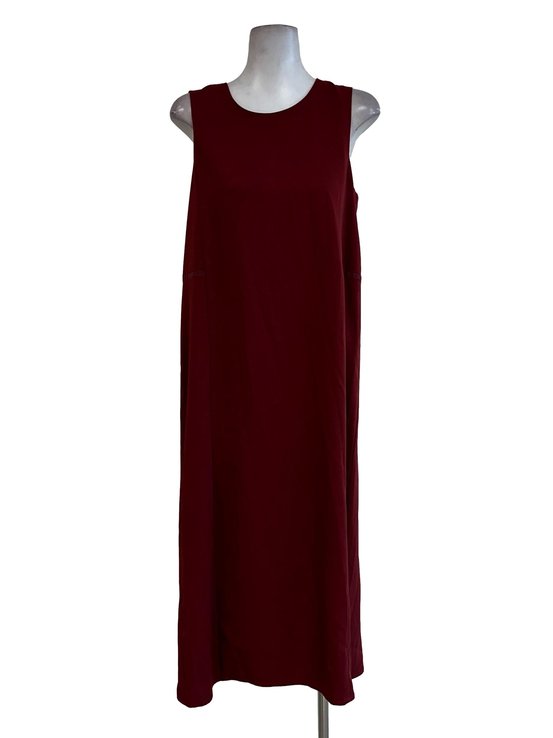Brick Red Round Neck Sleeveless Dress