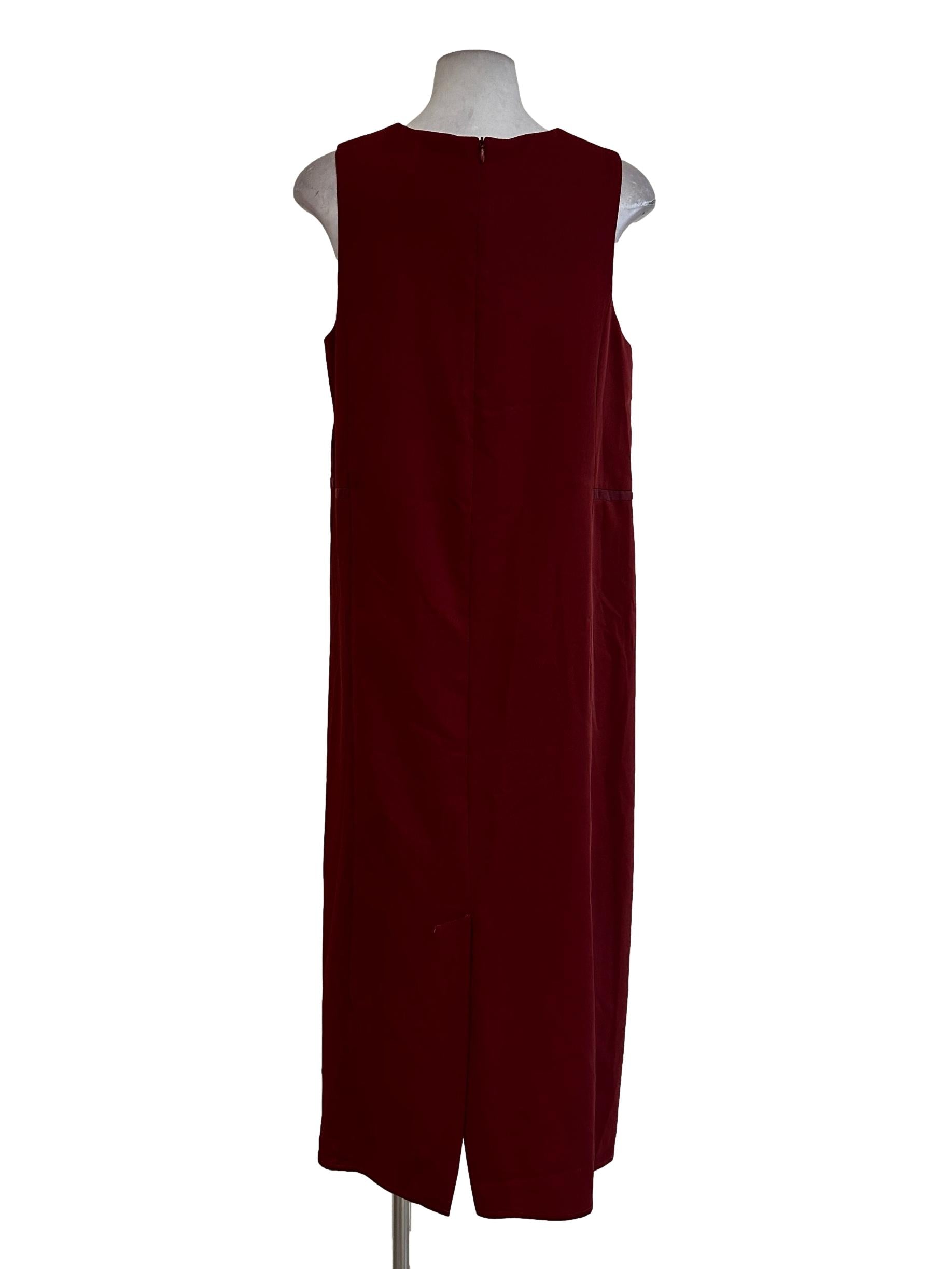 Brick Red Round Neck Sleeveless Dress