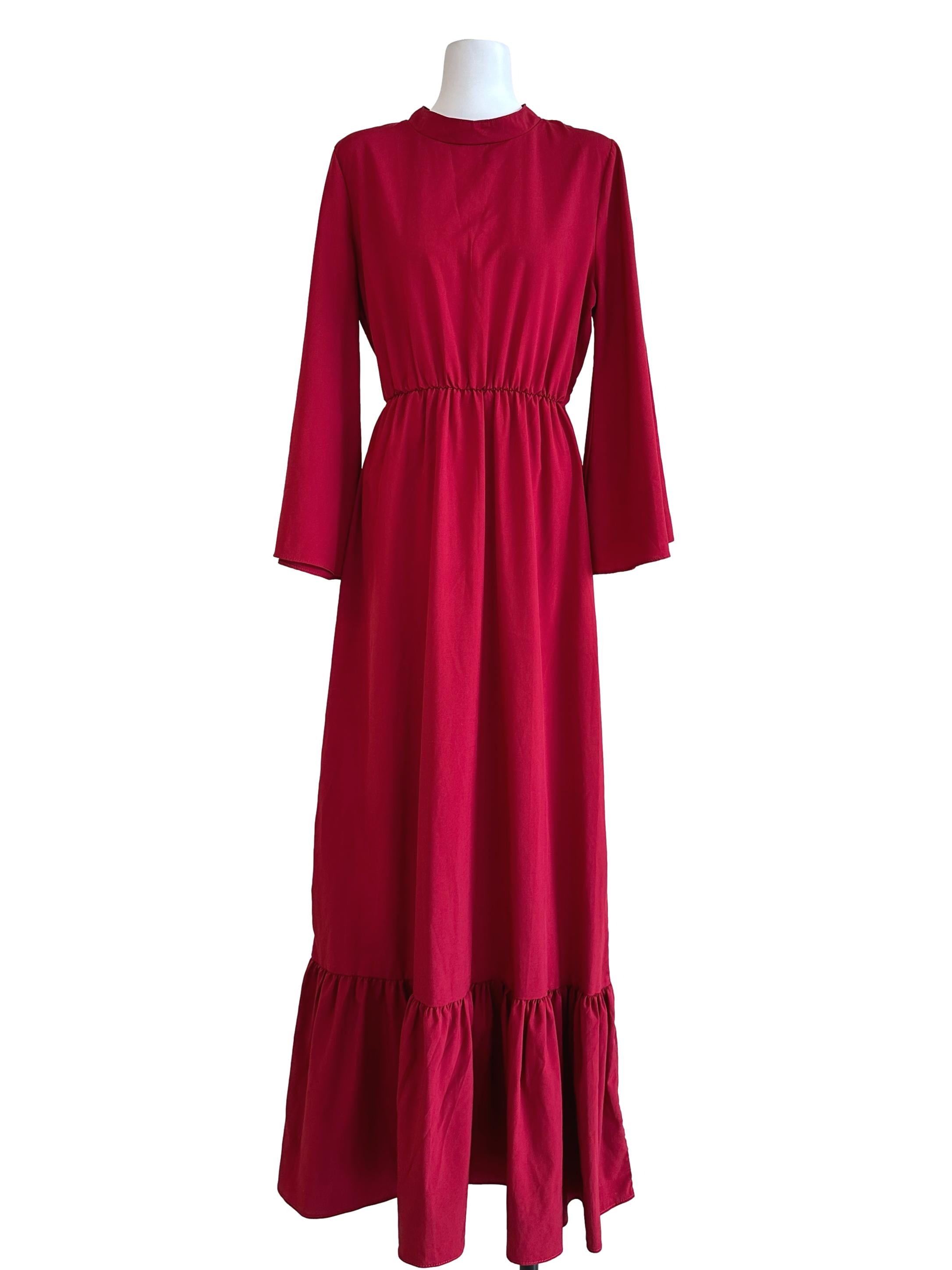 Cherry Red Plain Dress