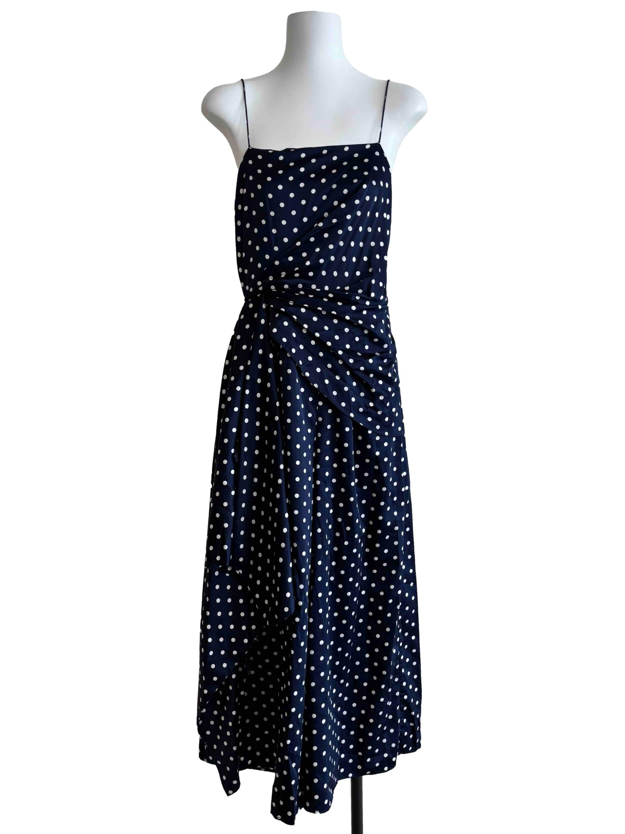 Midnight Blue Polka Dot Cami Drape Jumpsuit
