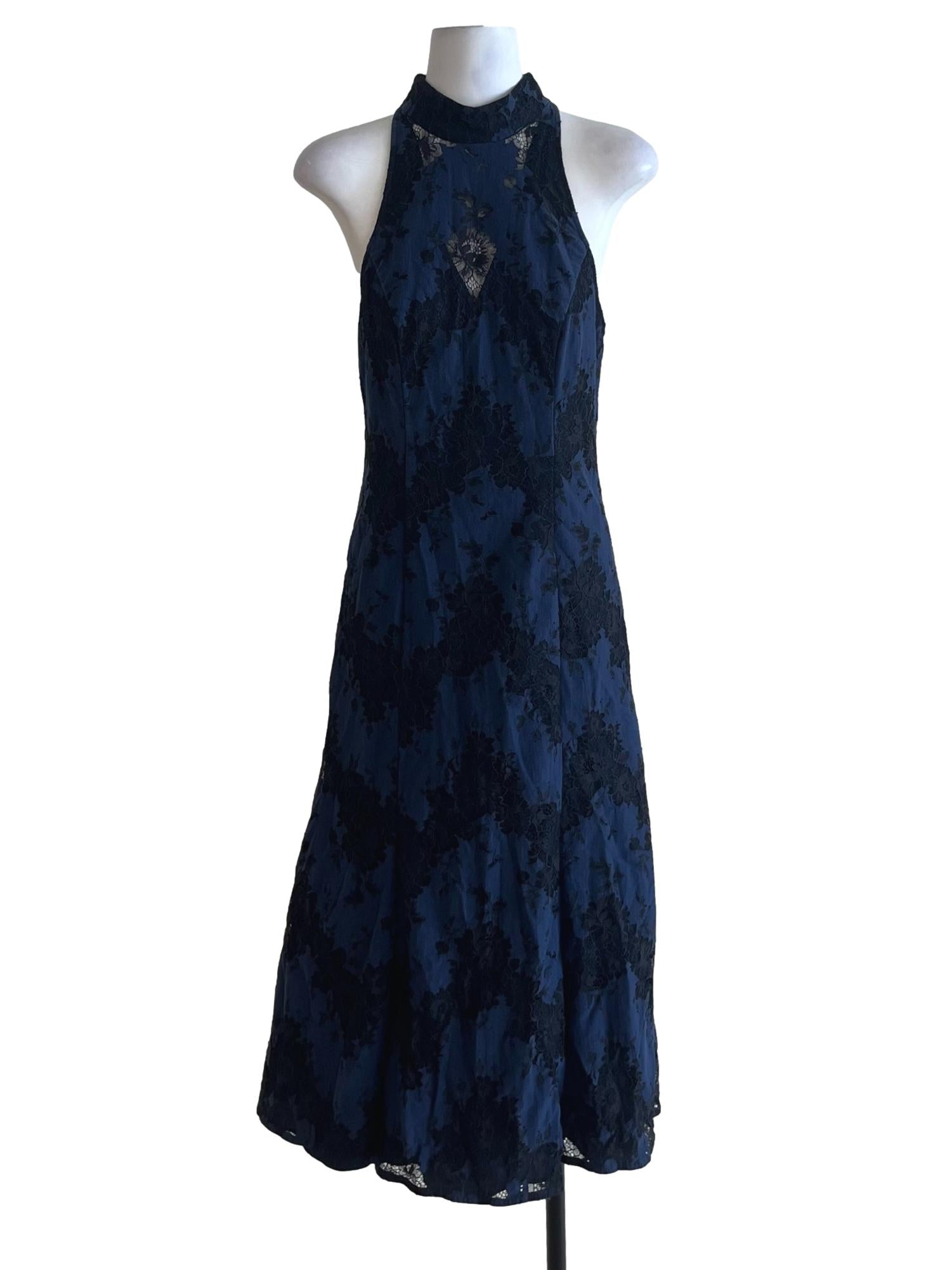 Navy Blue Lace Sheath Dress
