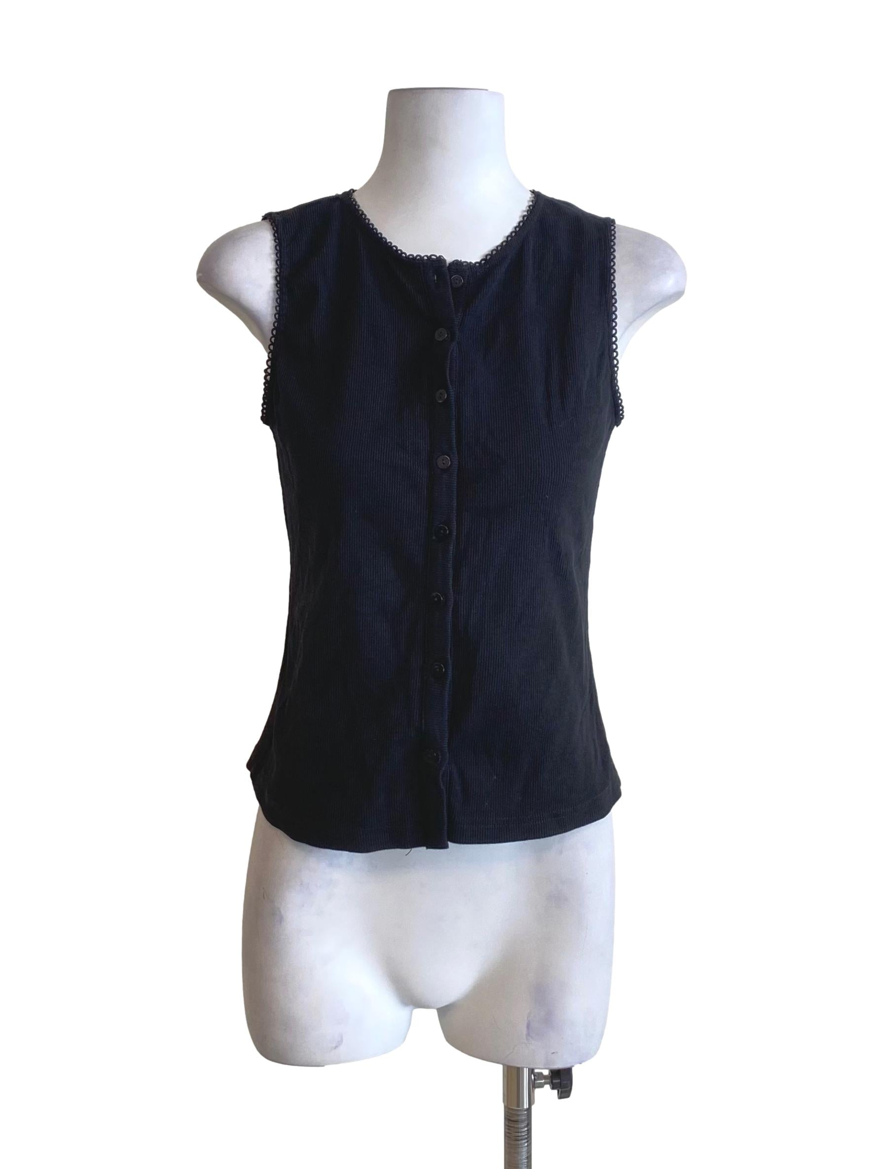 Onyx Black Outer Lace Buttoned Top