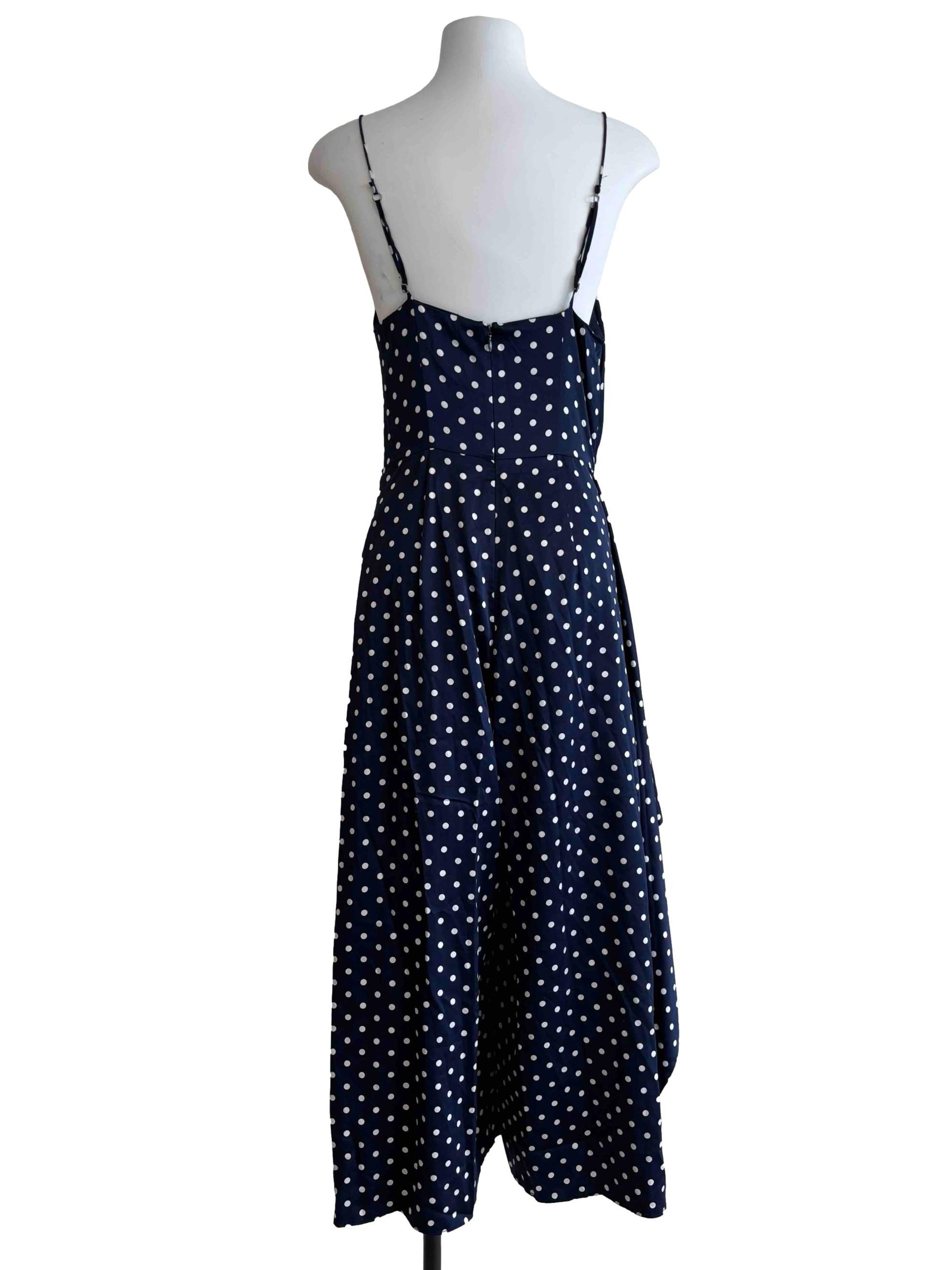 Midnight Blue Polka Dot Cami Drape Jumpsuit