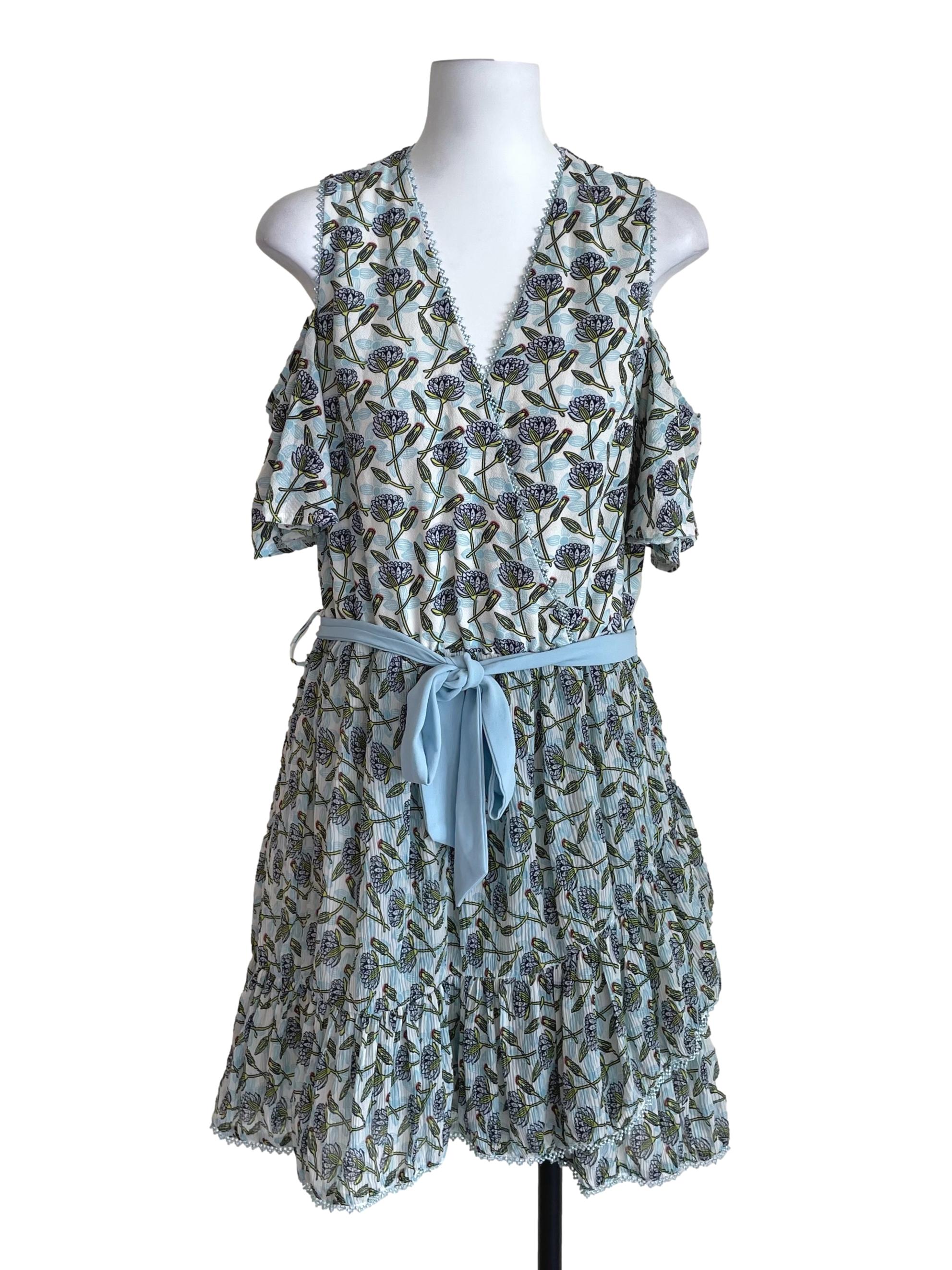 Pearl White Floral Off Shoulder Layer Dress