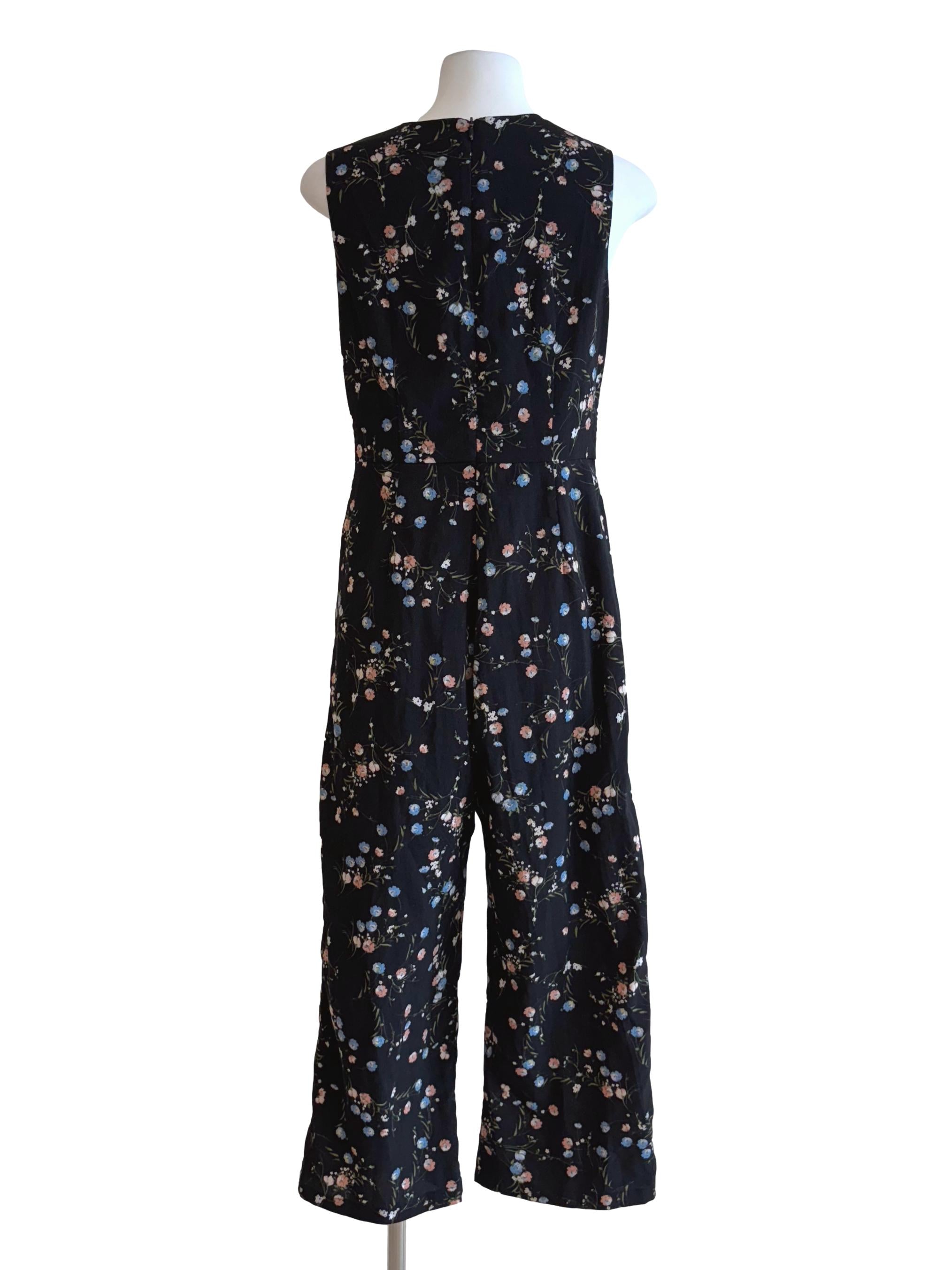Soft Black Floral Sleeveless Jumpsuit