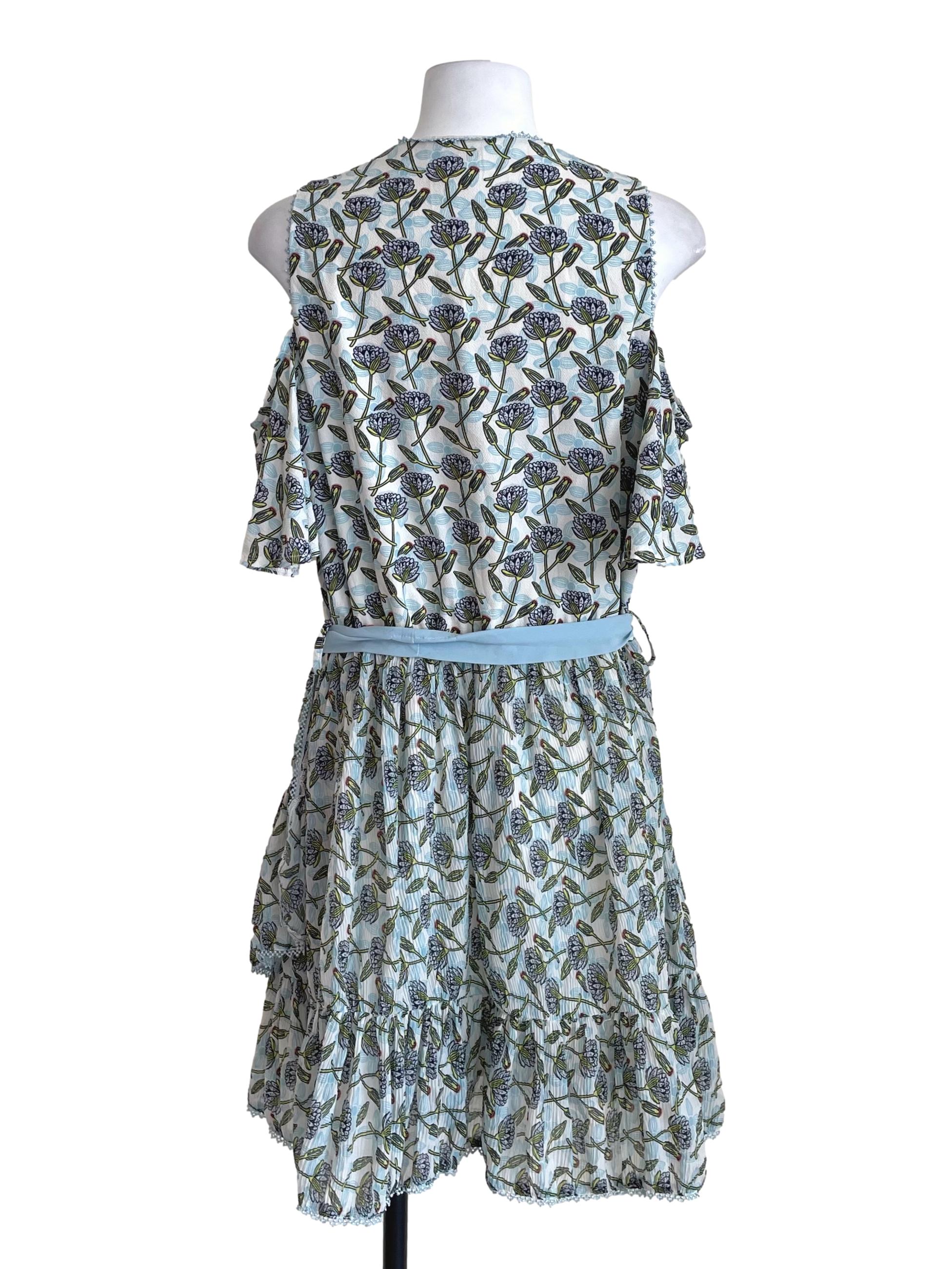 Pearl White Floral Off Shoulder Layer Dress