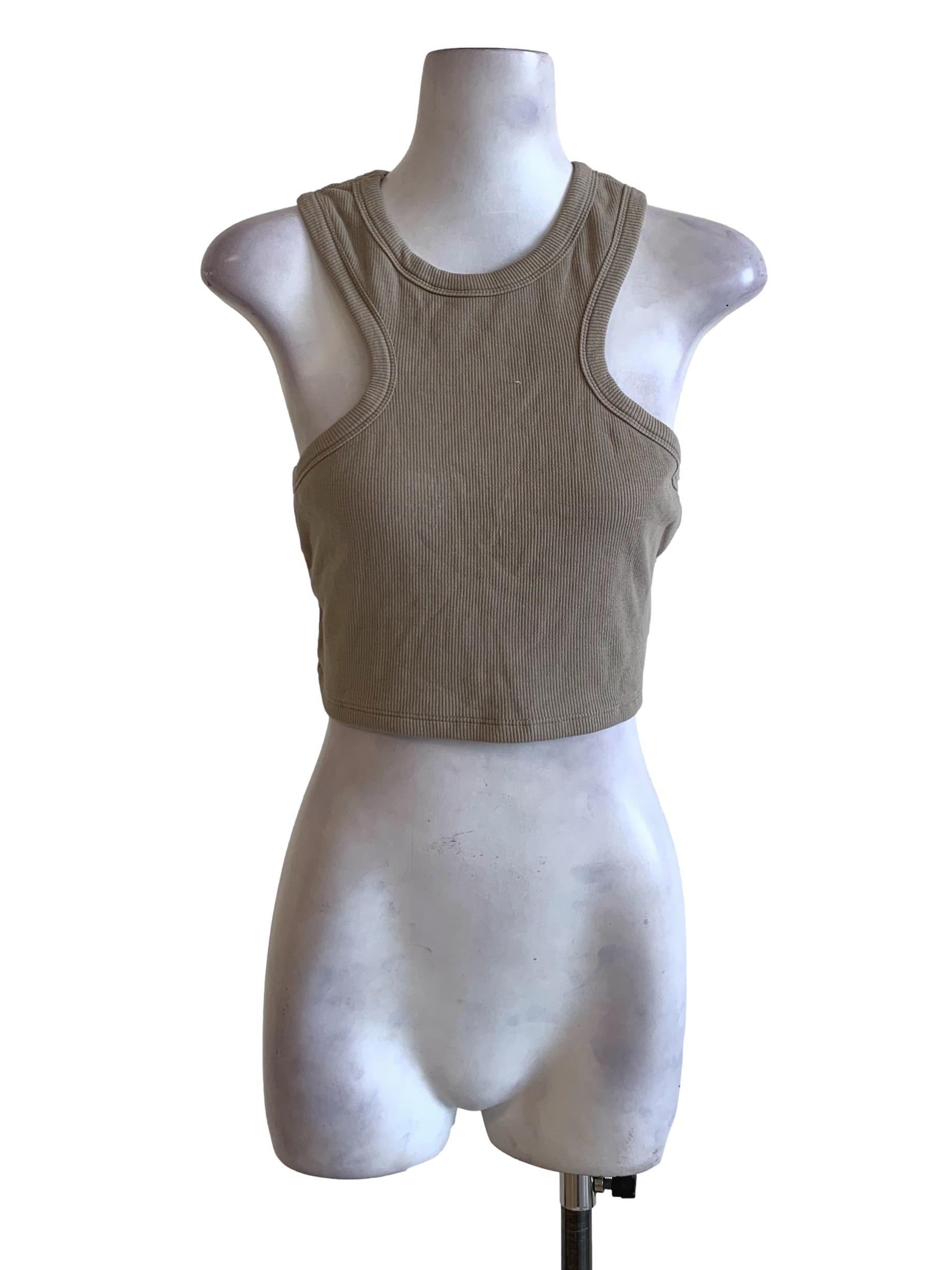Light Olive Green Ribbed Basic Tank Top YHF