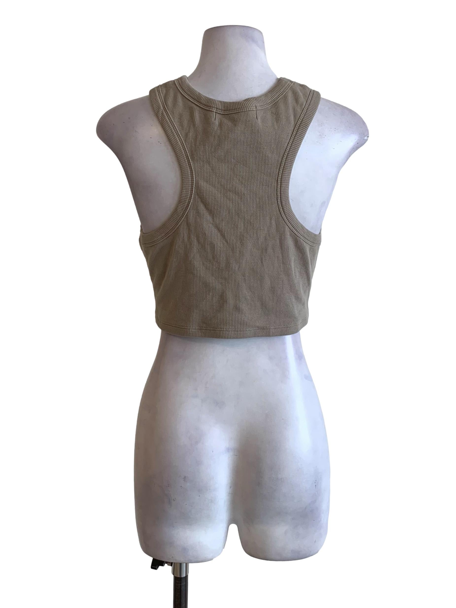 Light Olive Green Ribbed Basic Tank Top YHF
