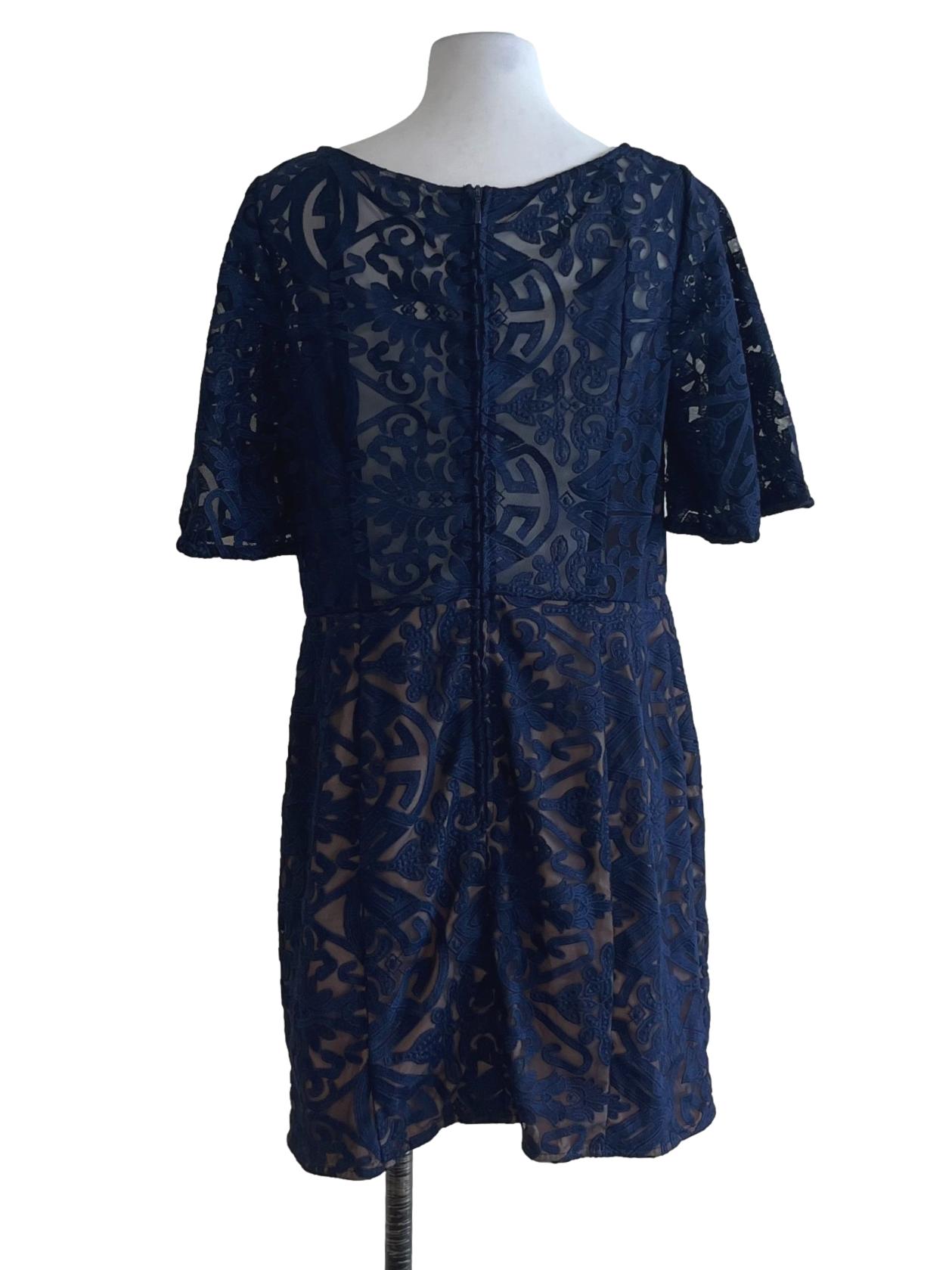 Navy Blue Scoop Neckline Empire Dress