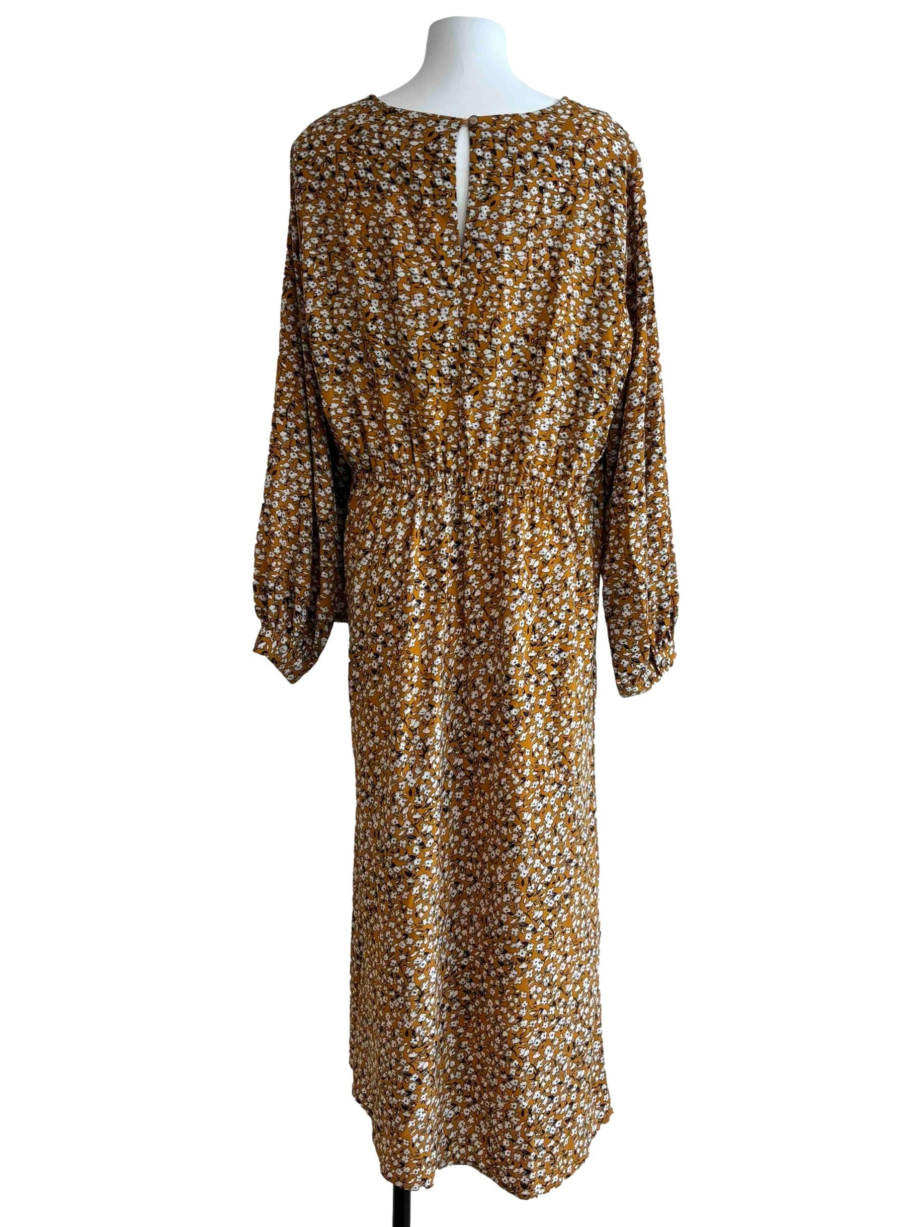 Sepia Brown Side Tie Maxi Floral Dress