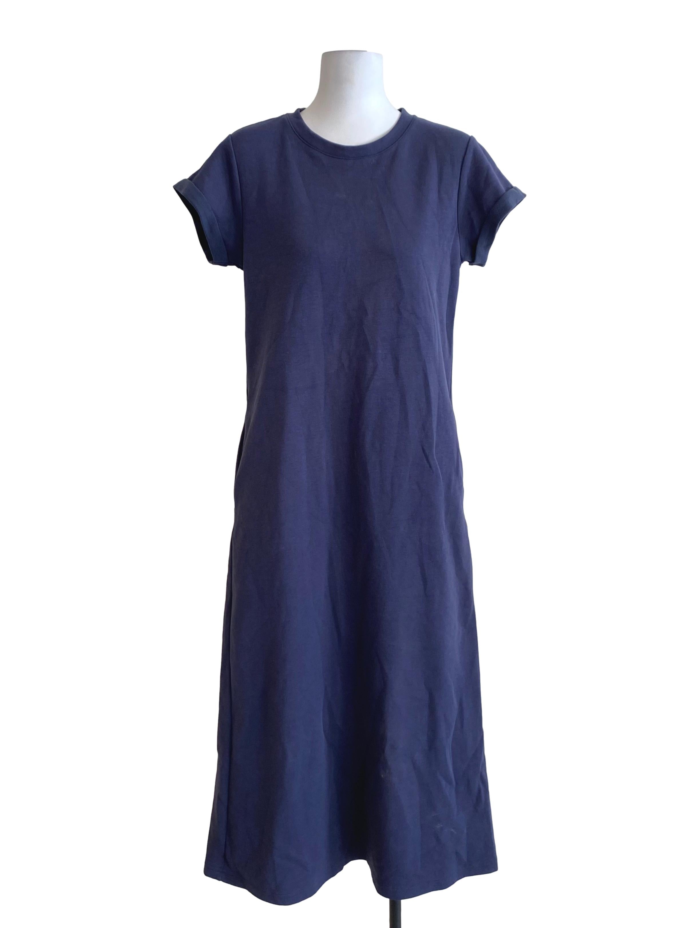 Spruce Blue Back Slit Basic Dress
