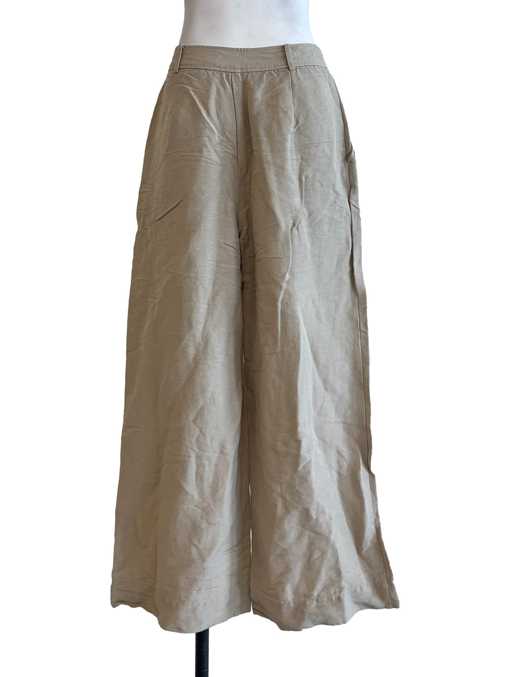 Linen White Wide Leg Pants