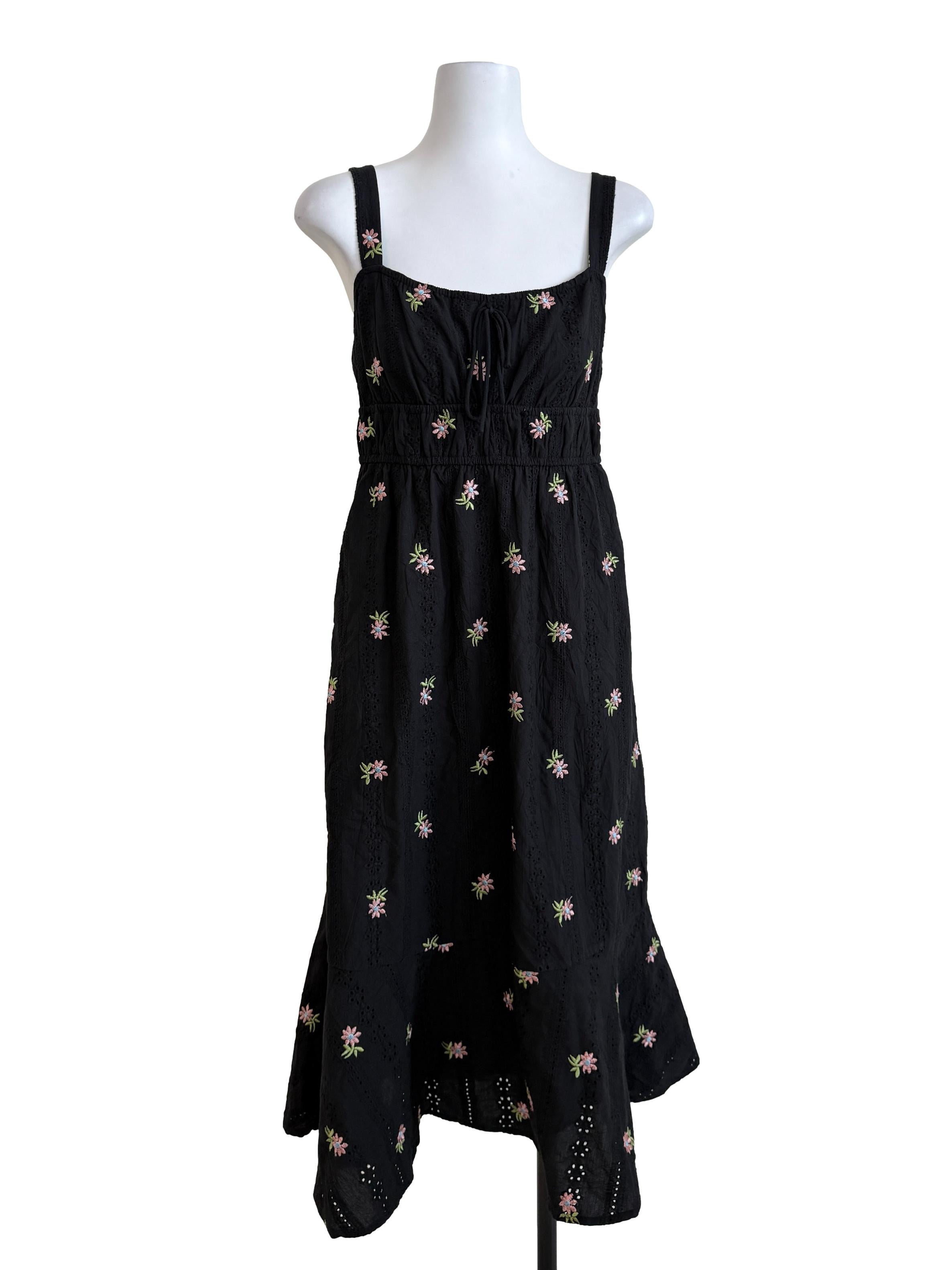 Black Floral Babydoll Dress