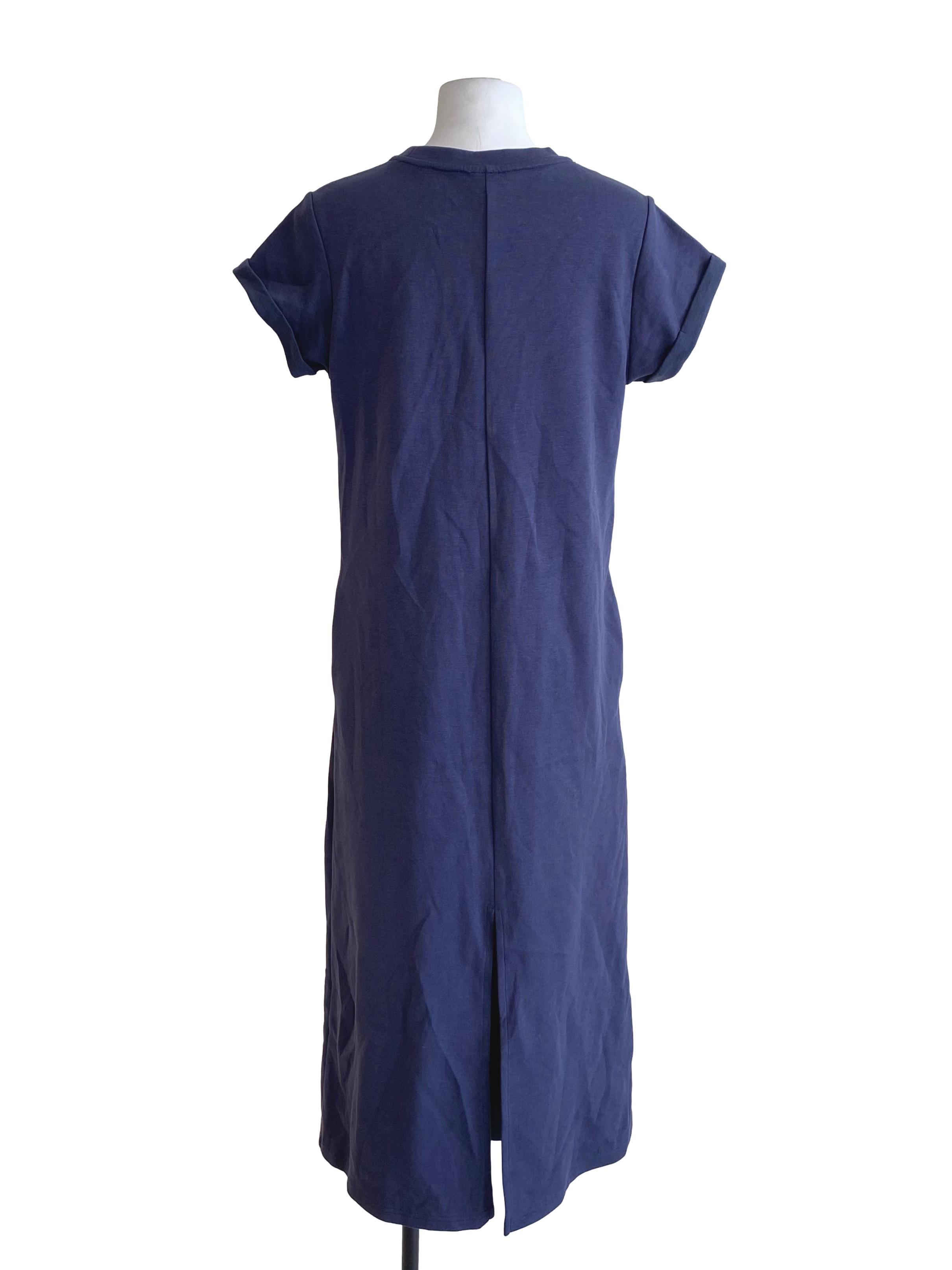 Spruce Blue Back Slit Basic Dress