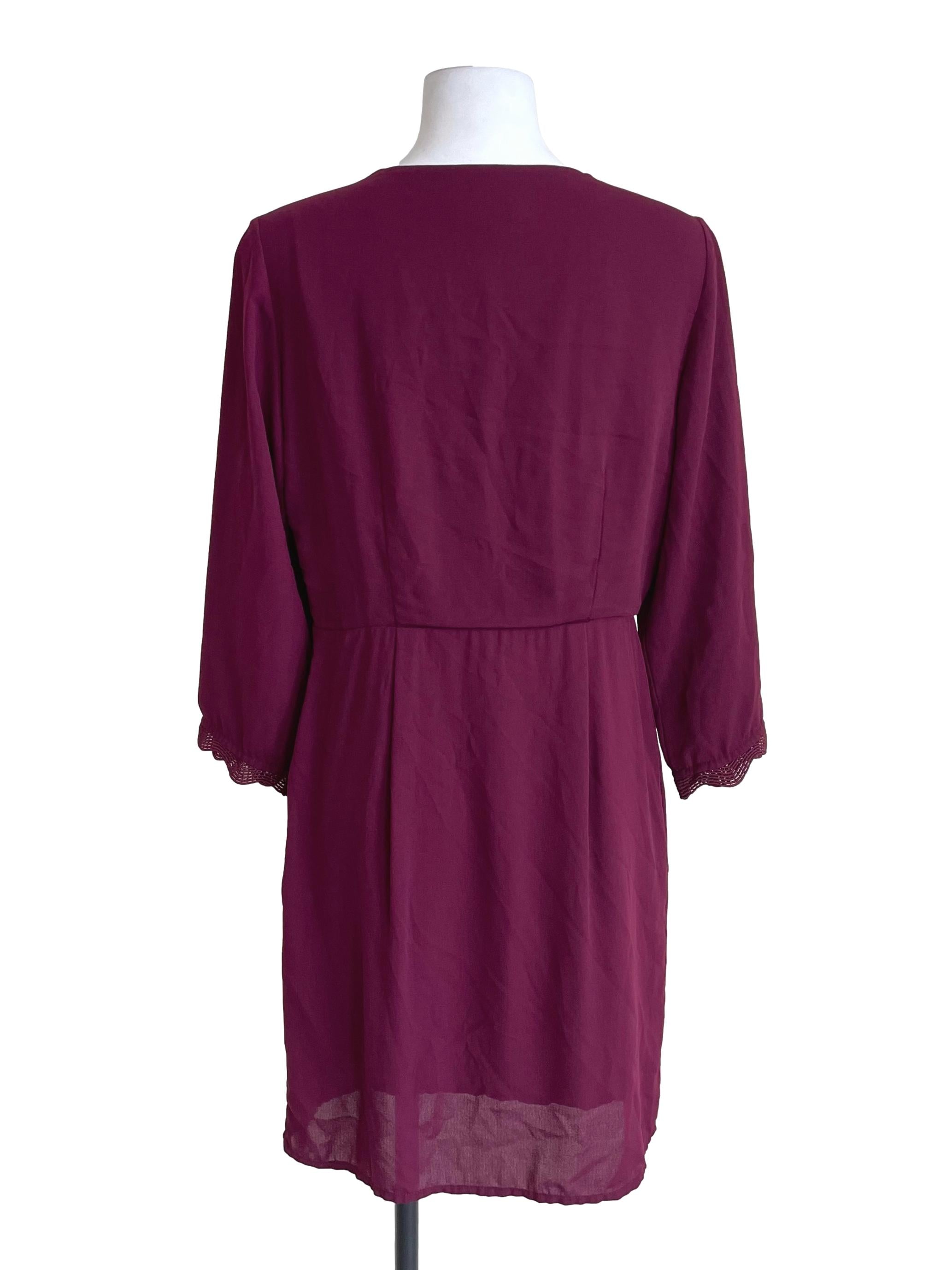 Plum Purple Pleated Wrap Dress