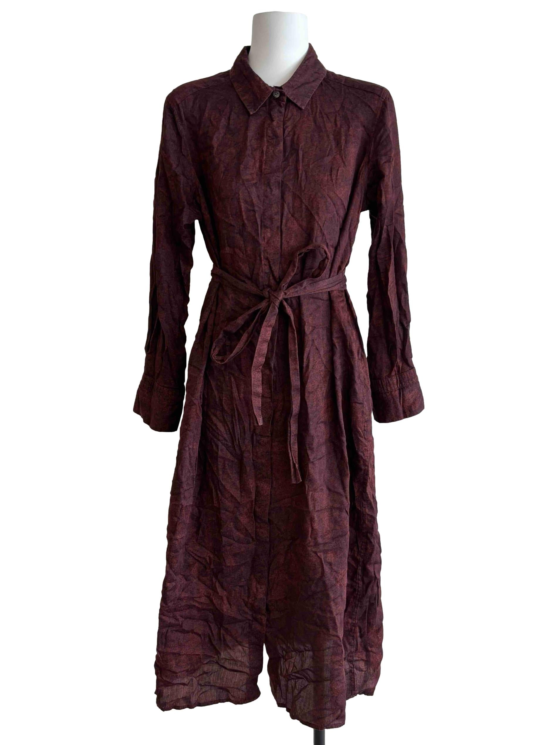 Merlot Brown Midi Shirt Dress