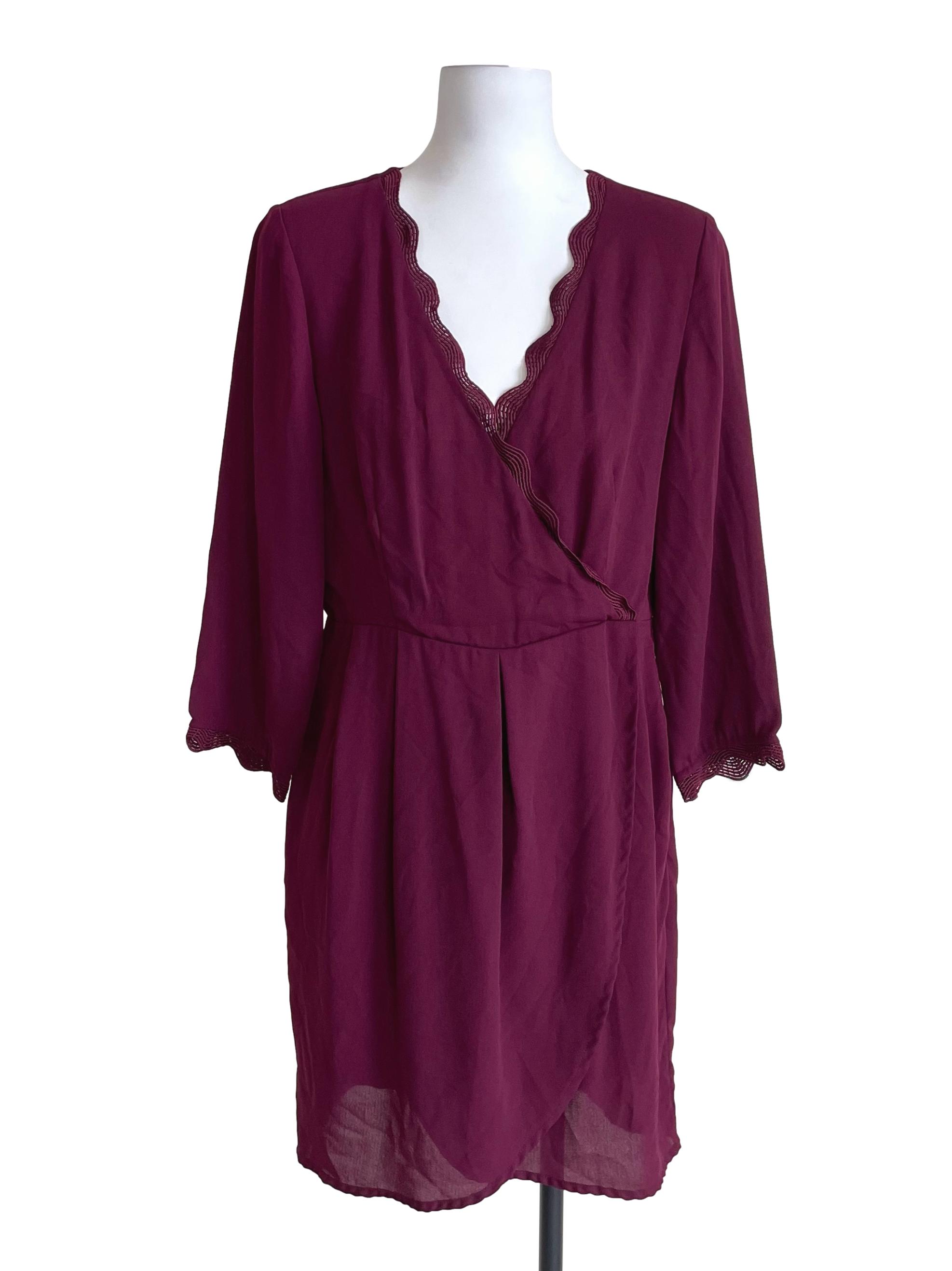 Plum Purple Pleated Wrap Dress