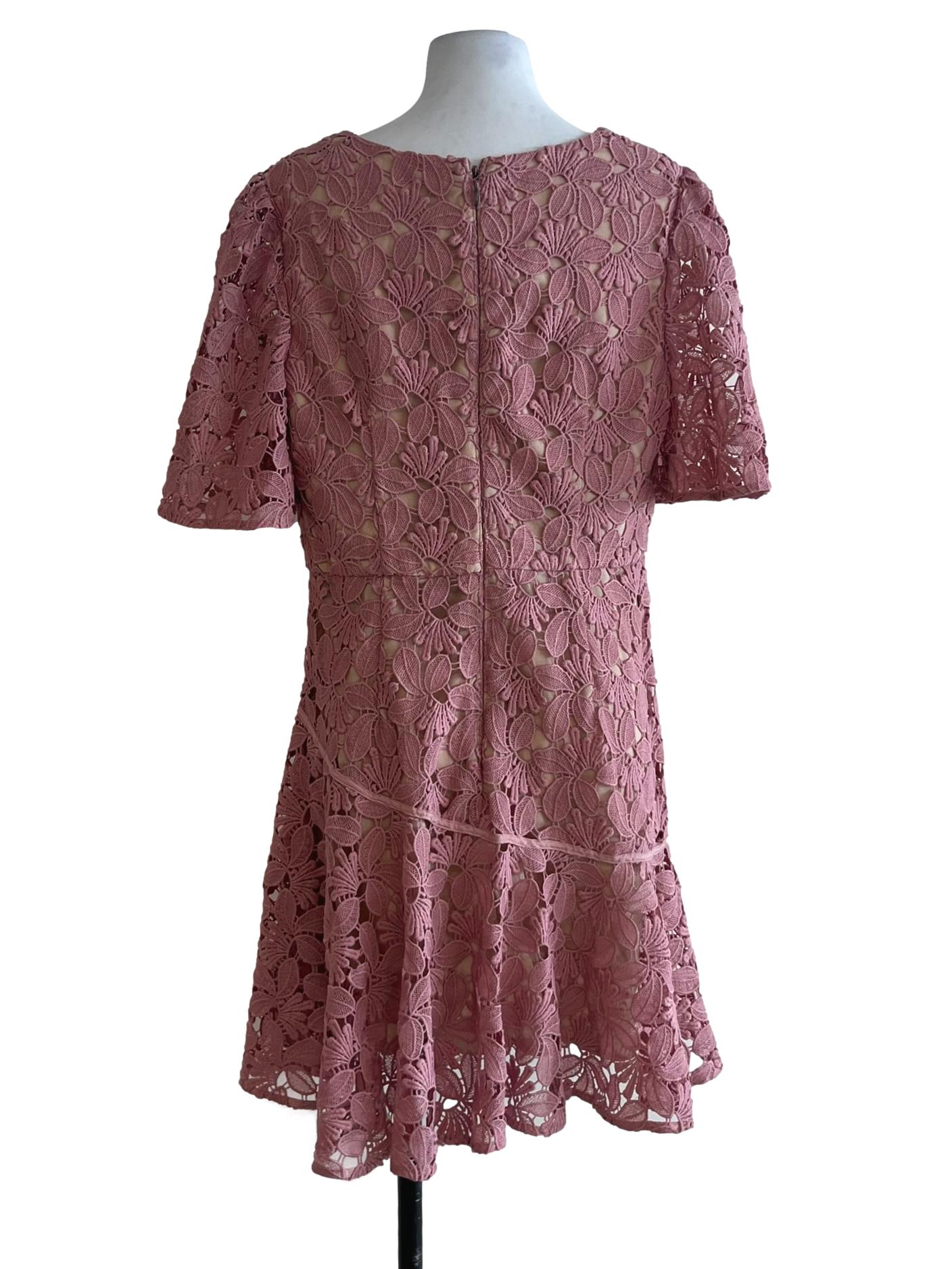 Rose Pink Lace Empire Dress
