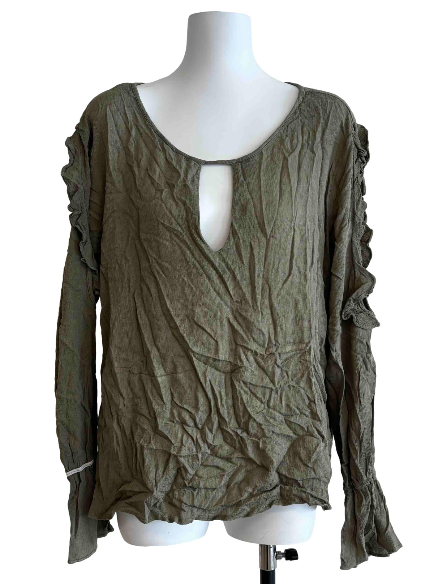 Moss Green Ruffle Top
