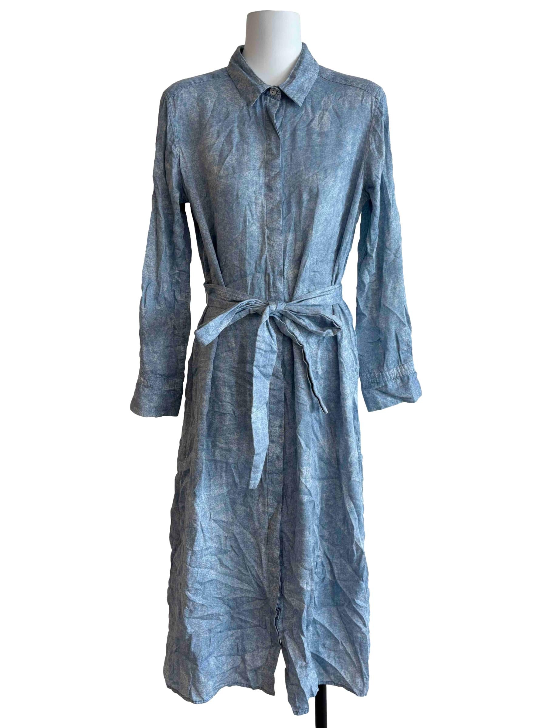Sky Blue Floral Shirt Dress