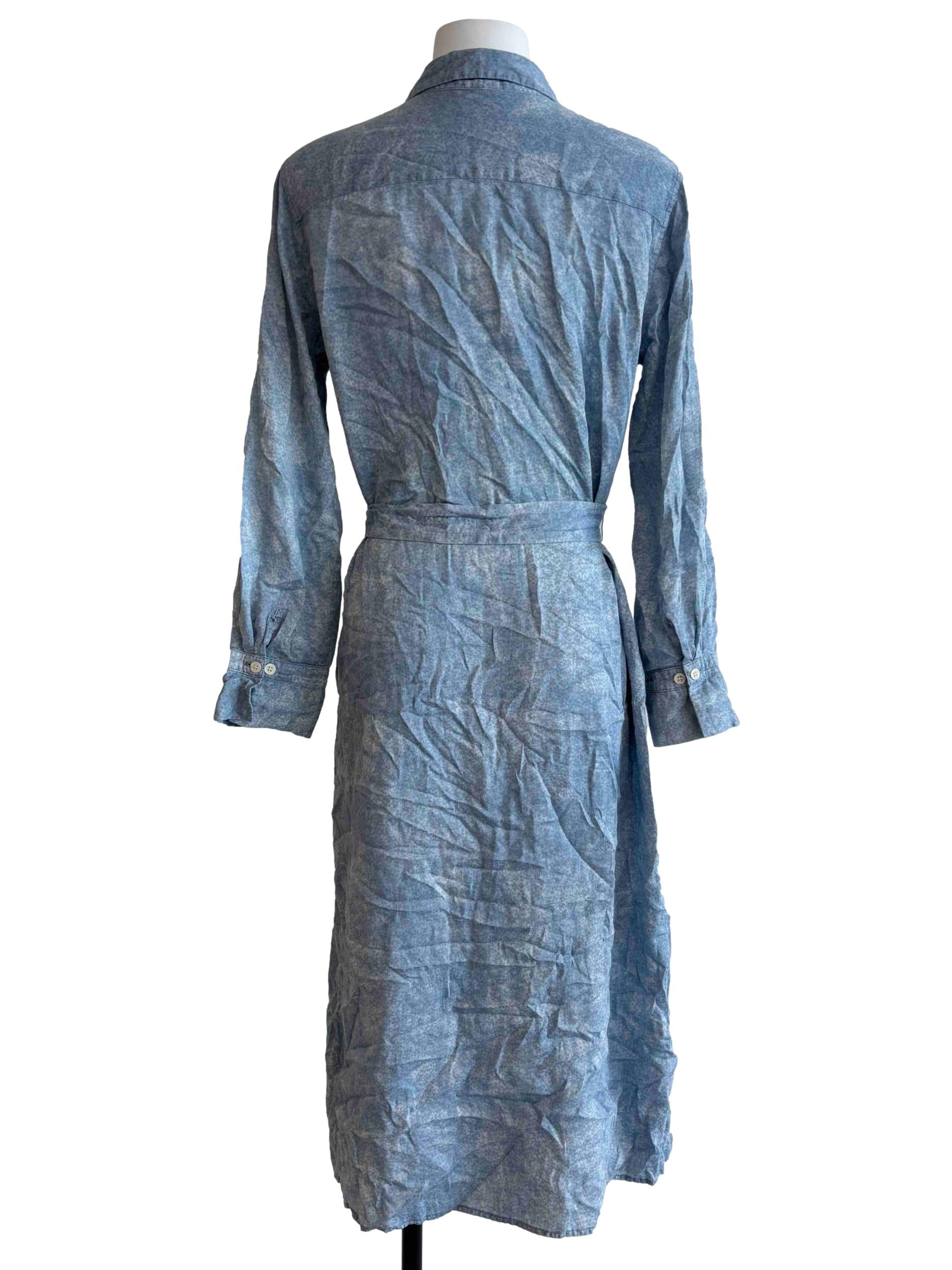 Sky Blue Floral Shirt Dress