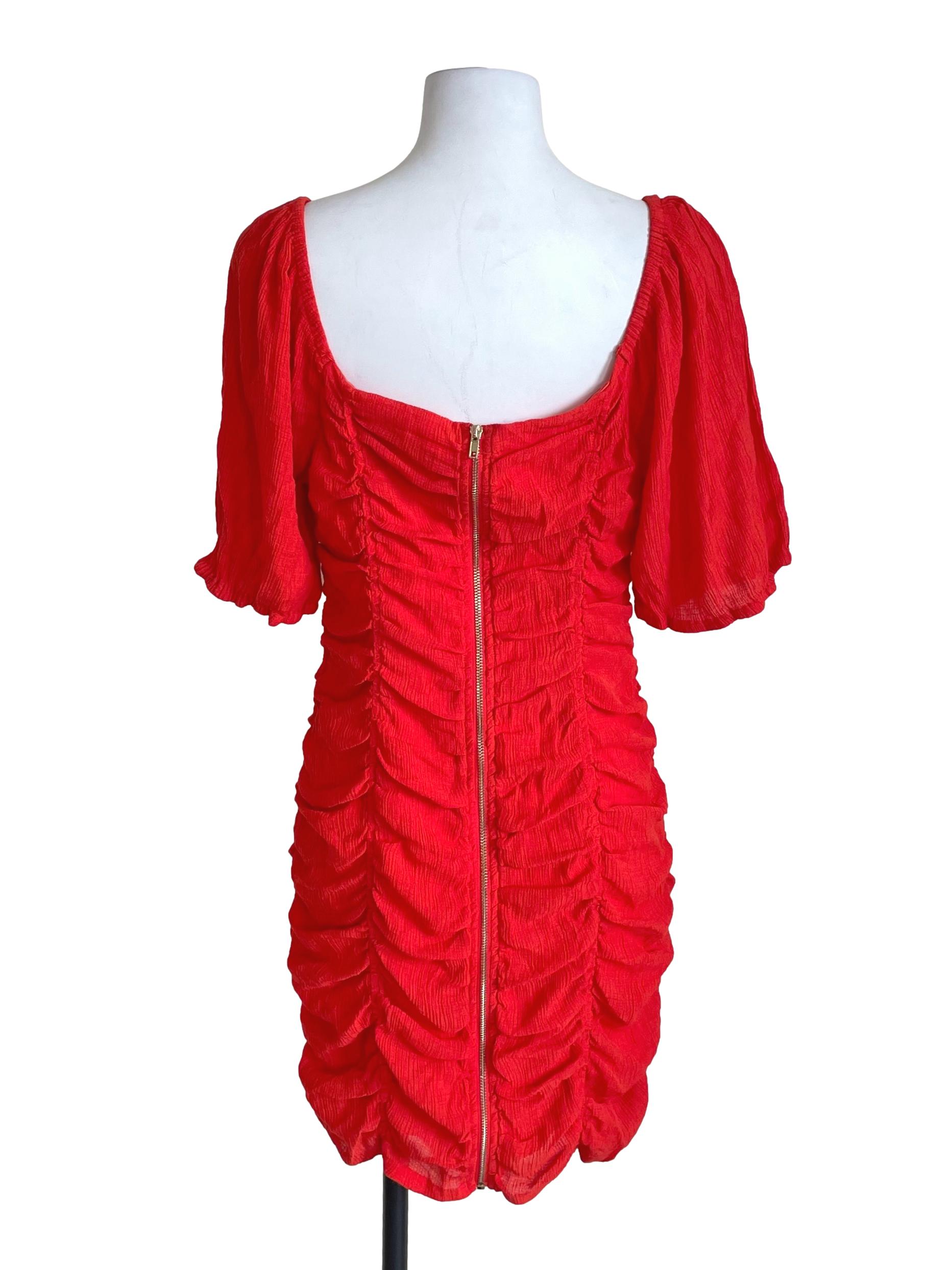 Candy Red Ruched Bodycon Dress