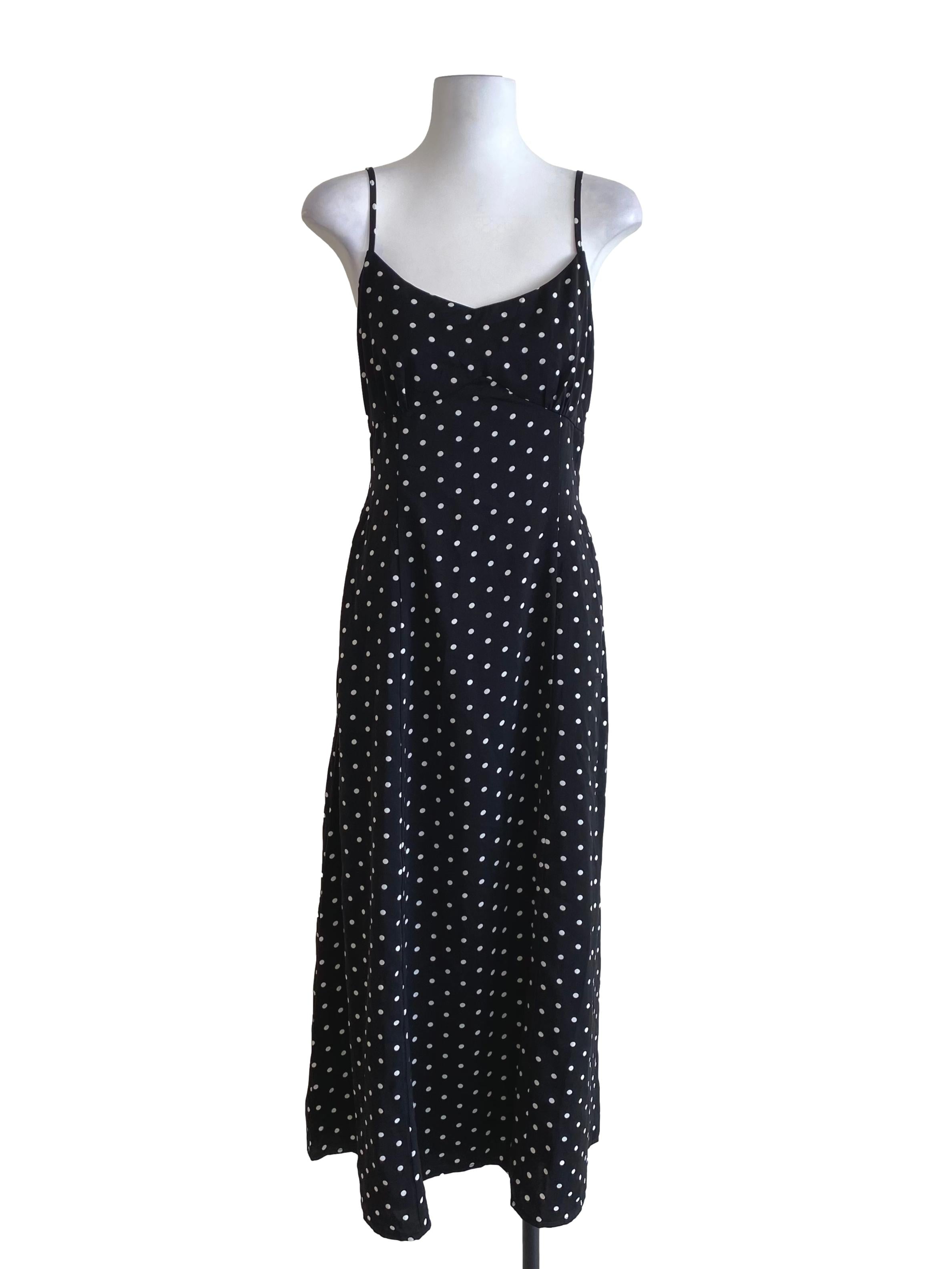 Obisidian Black Polkadot Drop Waist Dress