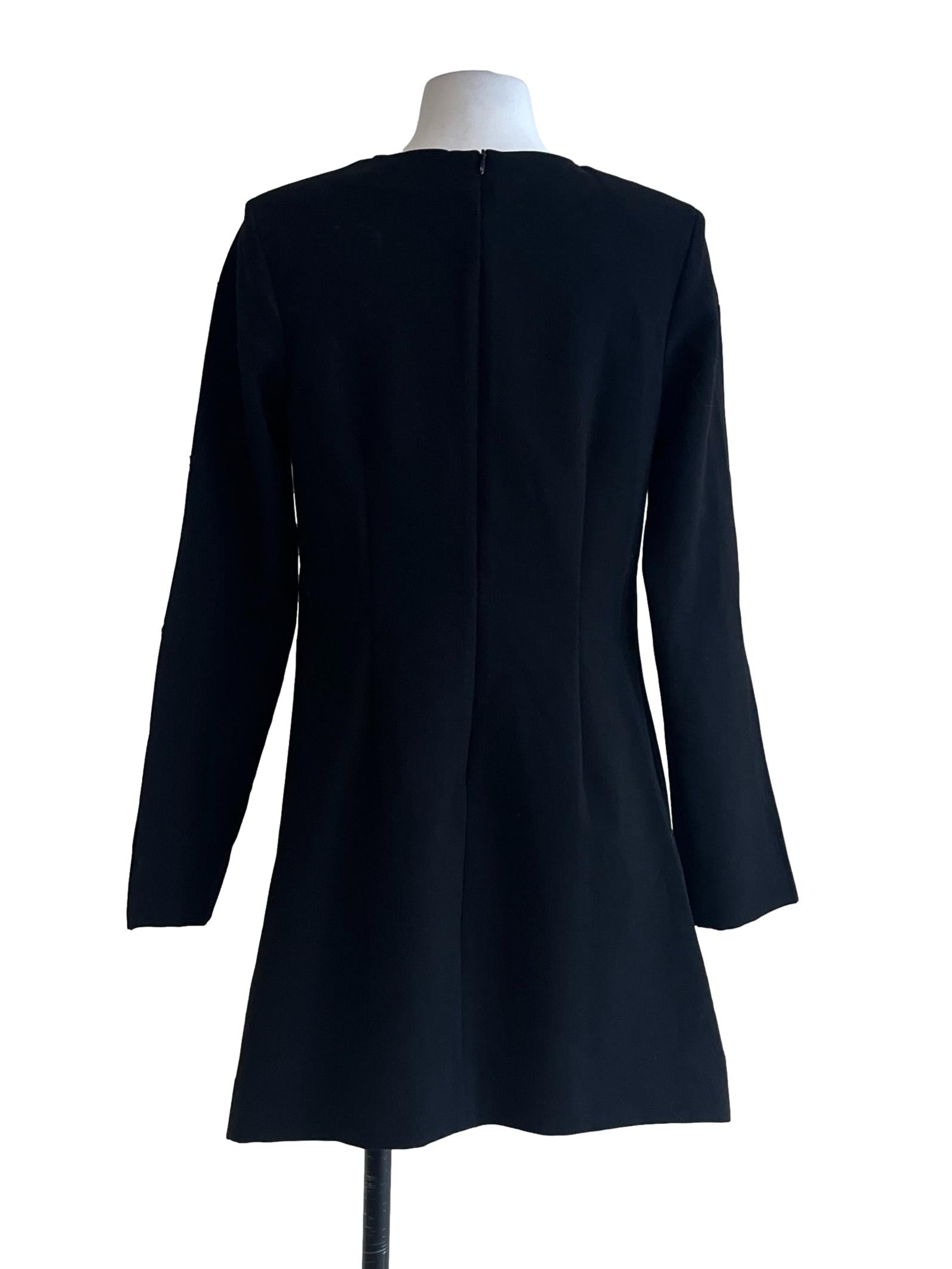 Ink Black A-Line Long Sleeve Dress