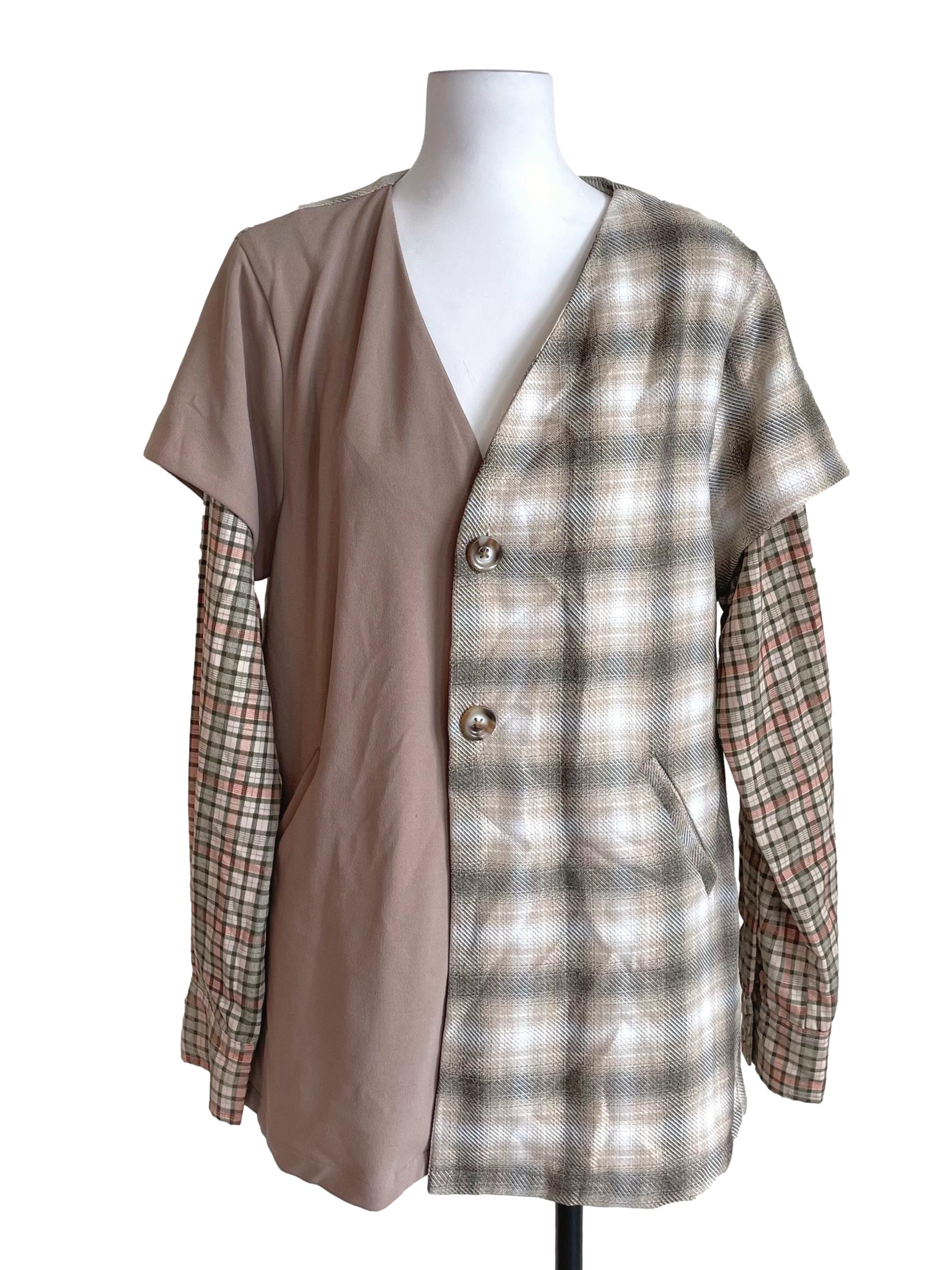 Cool Hazel Beige Fake Two Piece Jacket