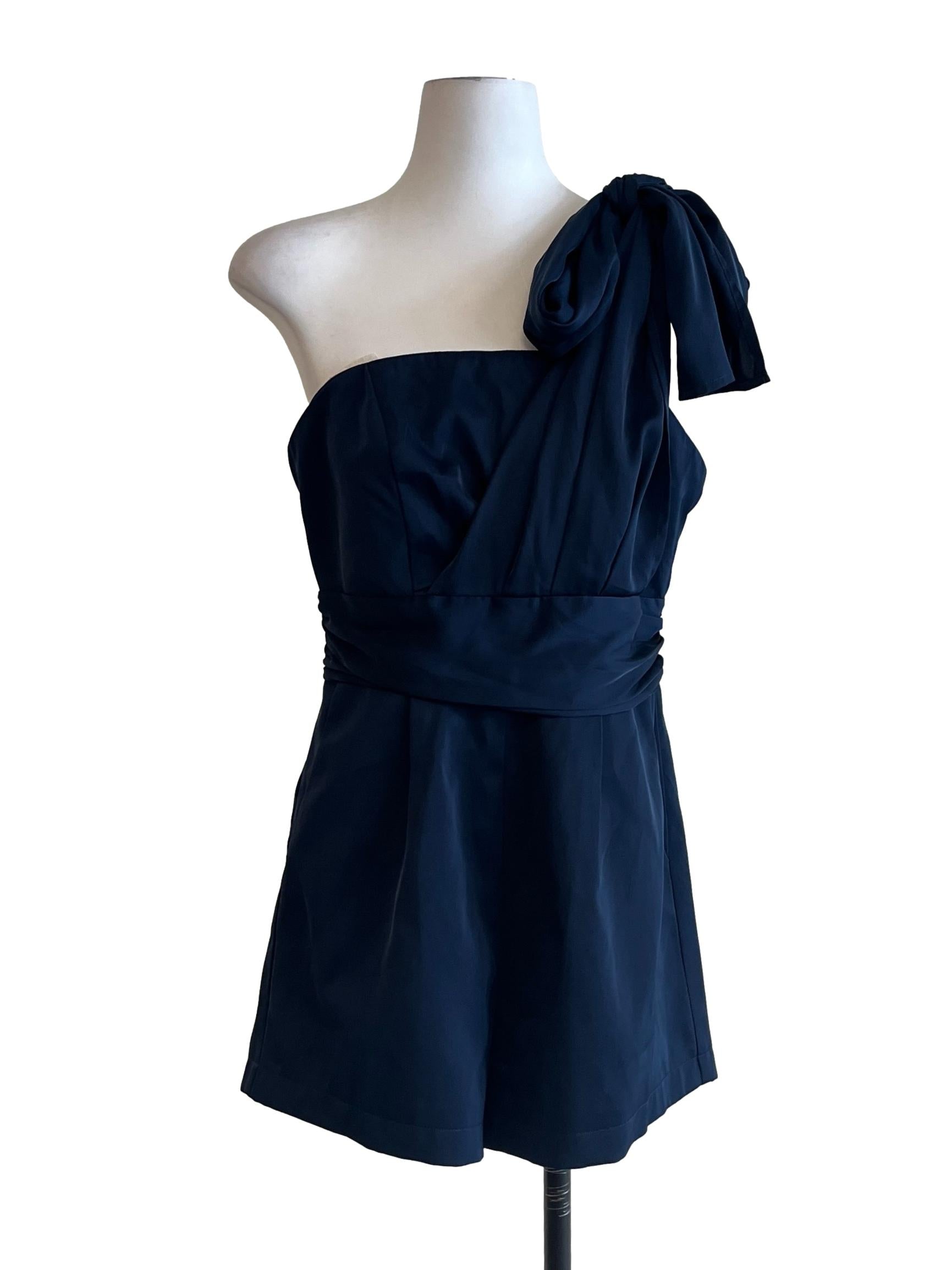 Peacock Blue Asymmetric Romper