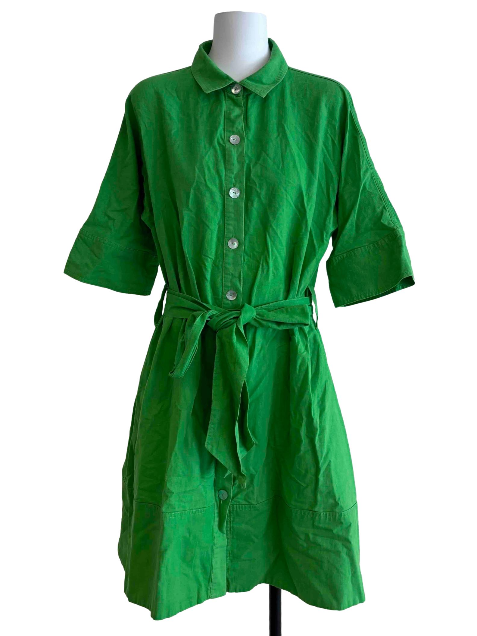 Parakeet Green Quarter Sleeve Cotton Dress