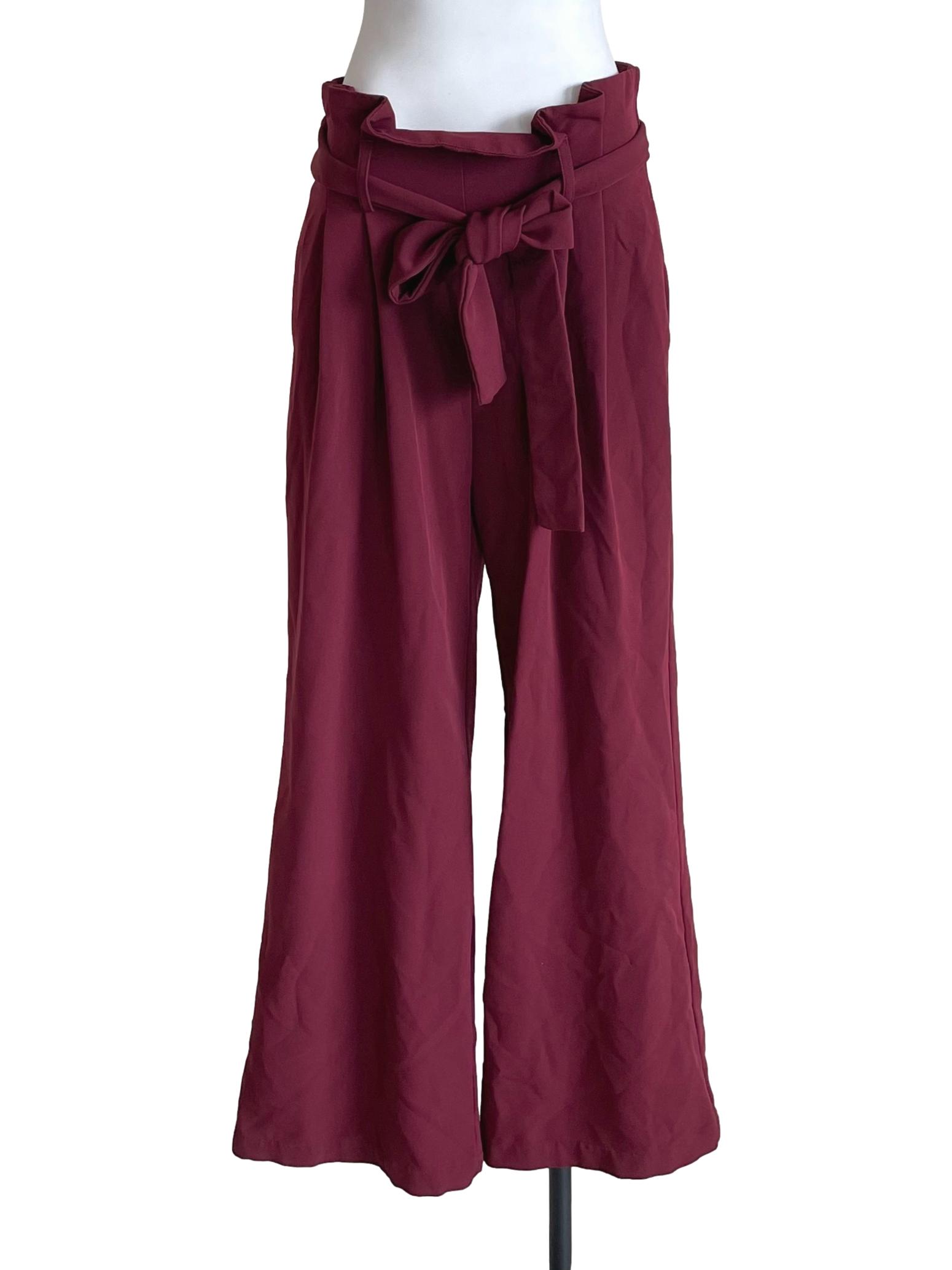 Wine Red Pleated Palazzo Pants