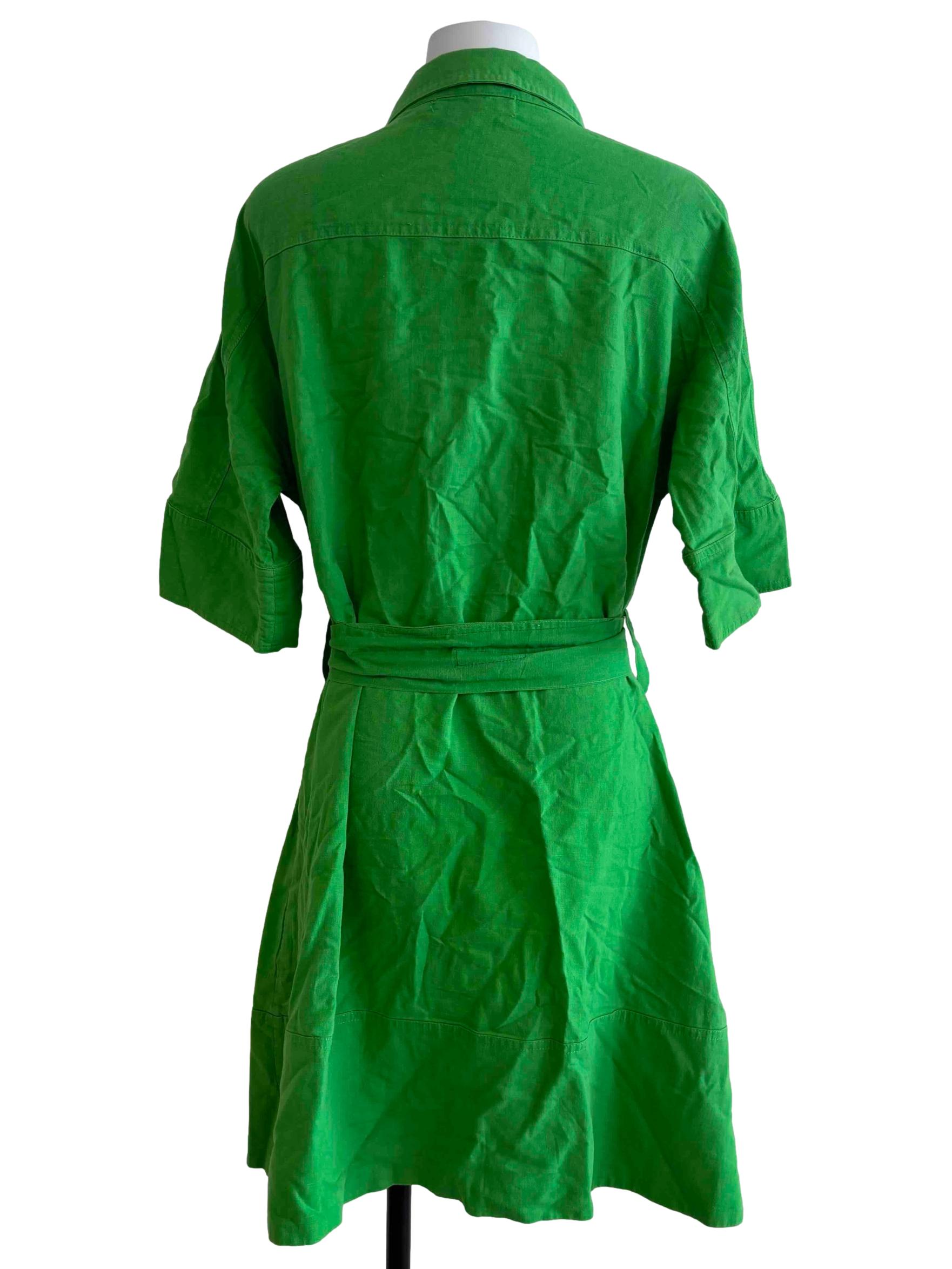 Parakeet Green Quarter Sleeve Cotton Dress