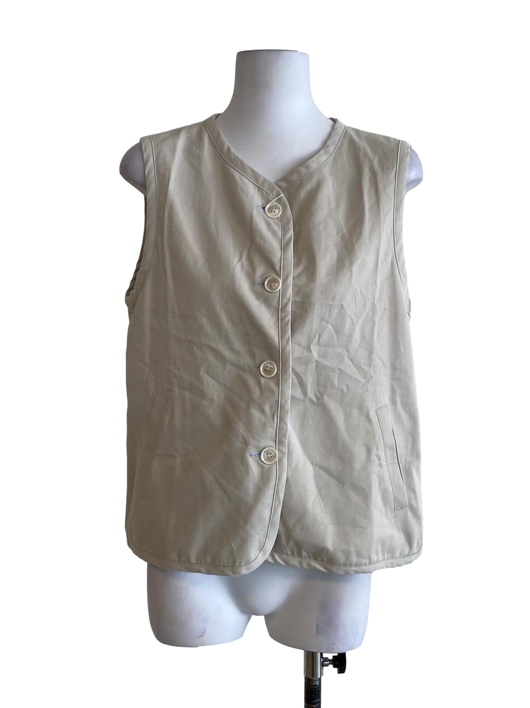 Chiffon White Button Down Sleeveless Top