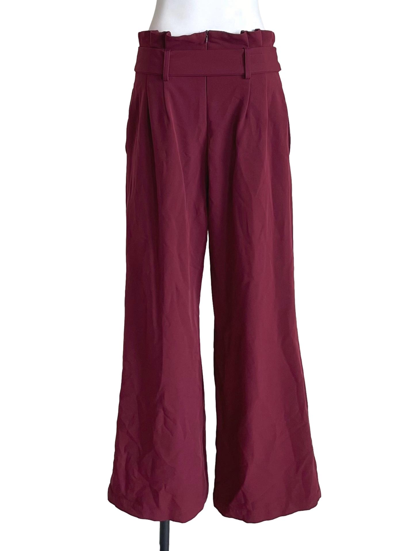 Wine Red Pleated Palazzo Pants