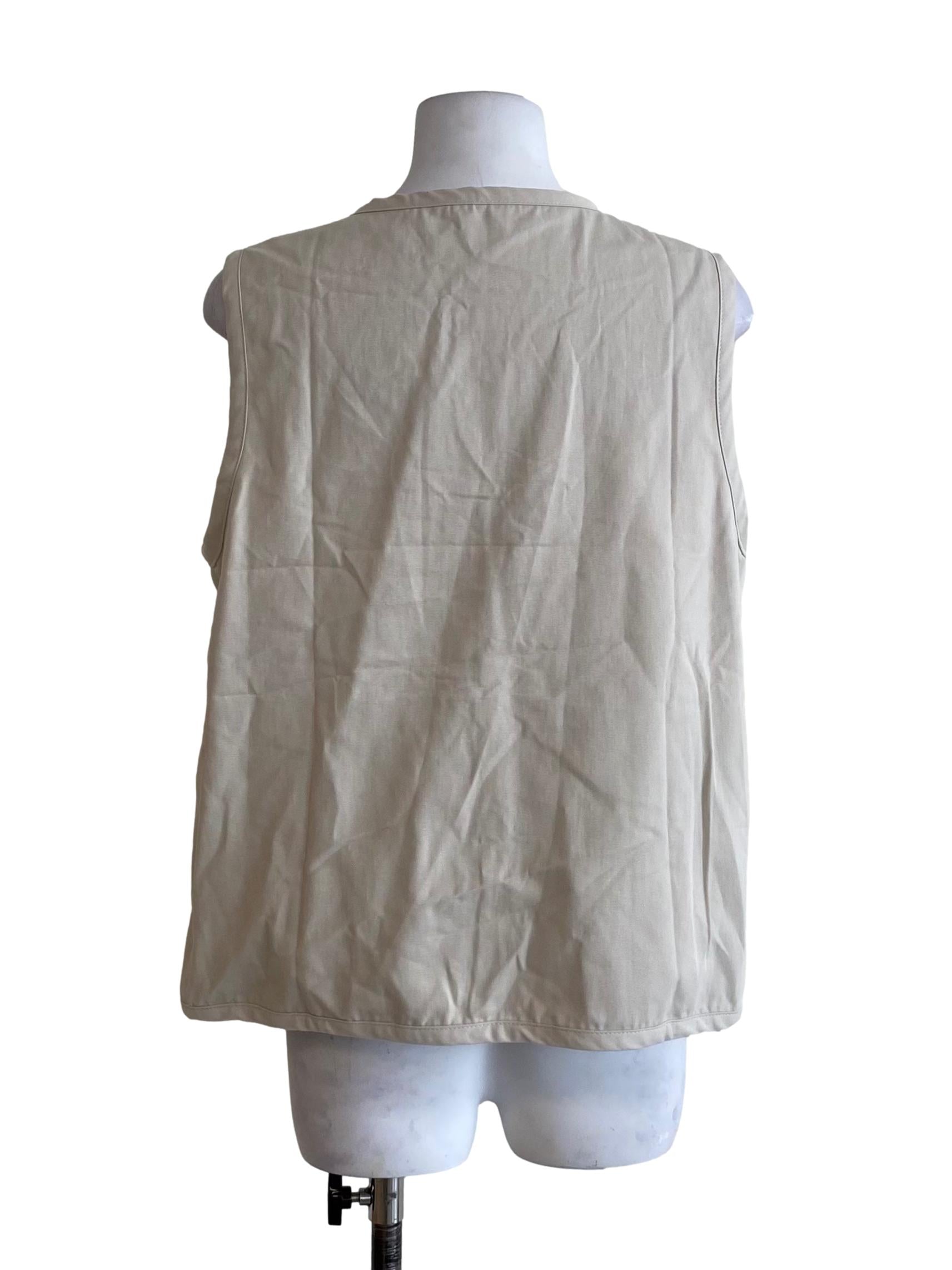 Chiffon White Button Down Sleeveless Top